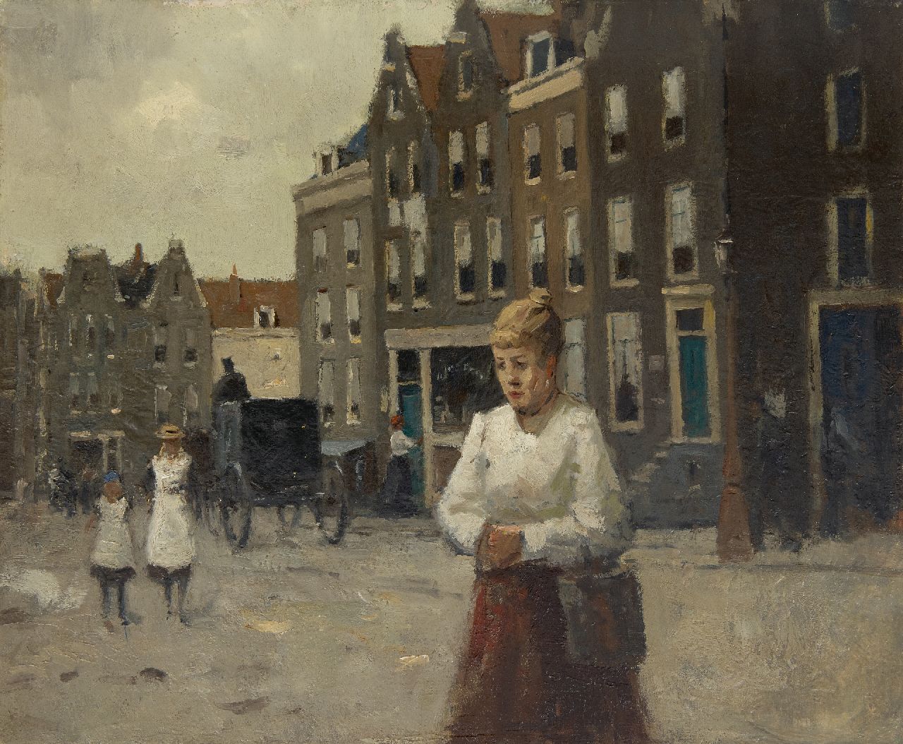 Ligtelijn E.J.  | Evert Jan Ligtelijn | Gemälde zum Verkauf angeboten | Stadtansicht in Haarlem, Öl auf Leinwand 51,1 x 60,4 cm