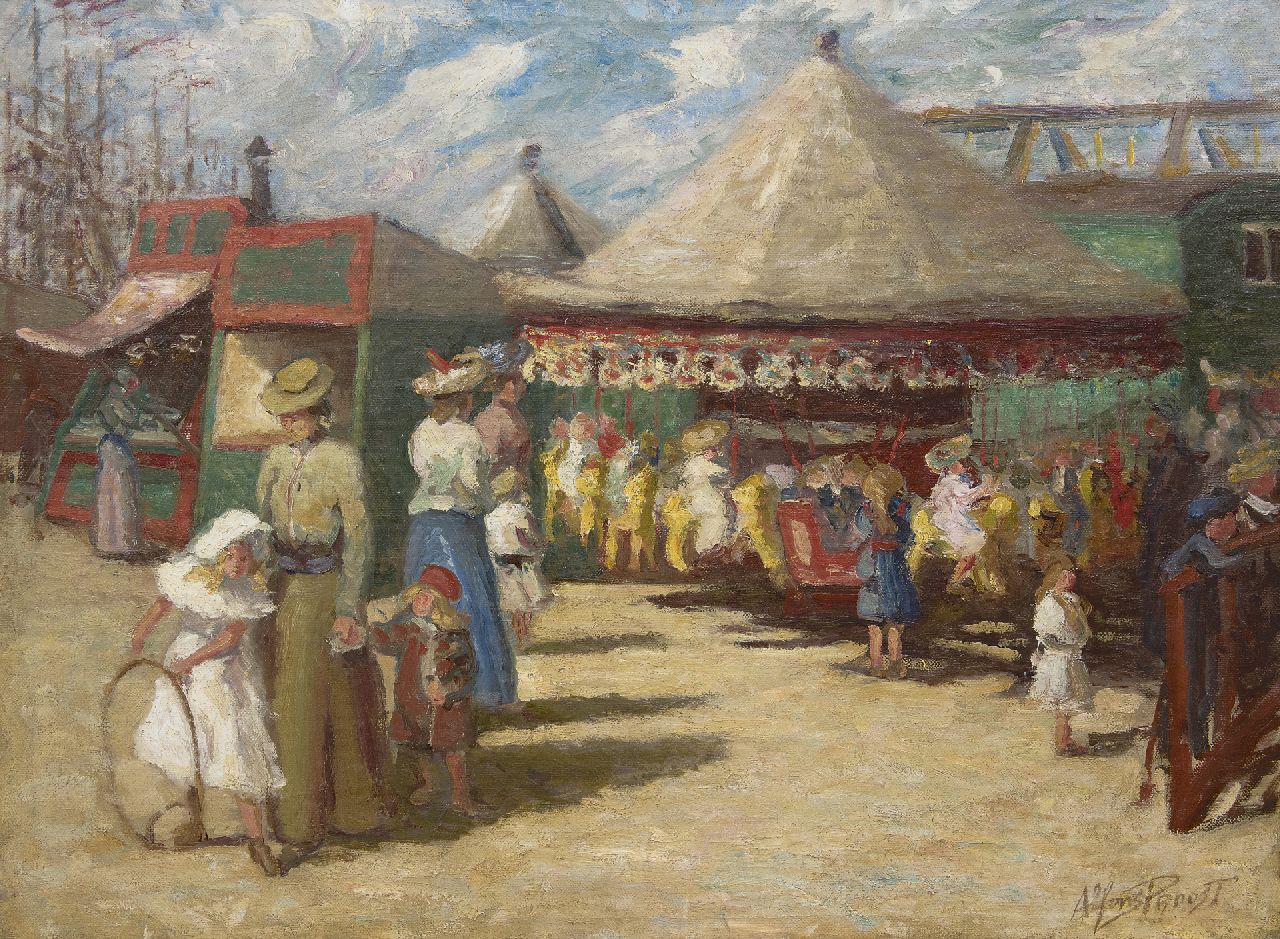 Proost A.  | Alfons Proost, Auf dem Jahrmarkt, Öl auf Leinwand 59,5 x 79,9 cm, Unterzeichnet u.r. und zu datieren um. 1905-1906