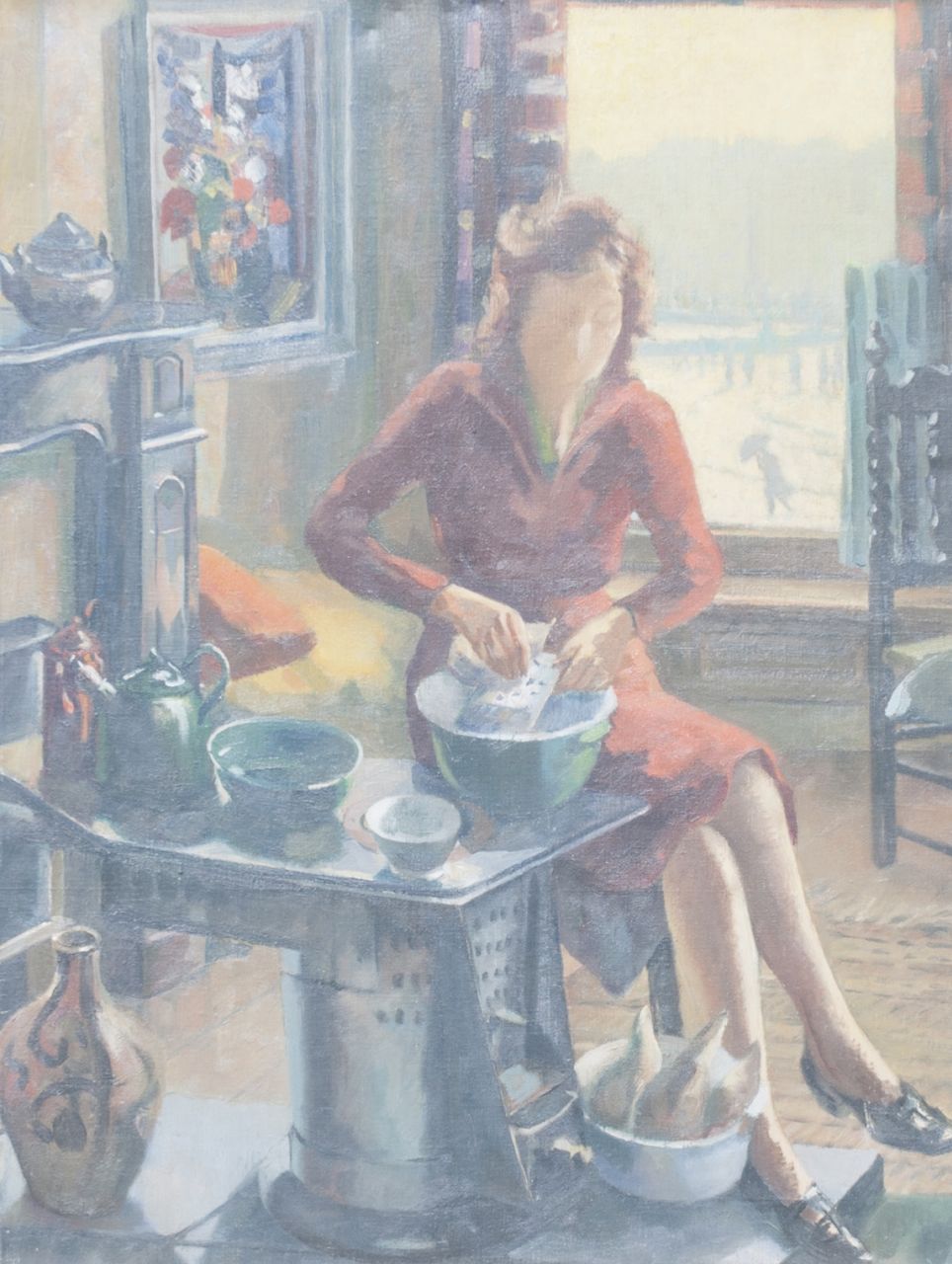 Toon Pluijmers | Die Mahlzeit zubereiten, Öl auf Leinwand, 80,3 x 60,4 cm, zu datieren um 1945