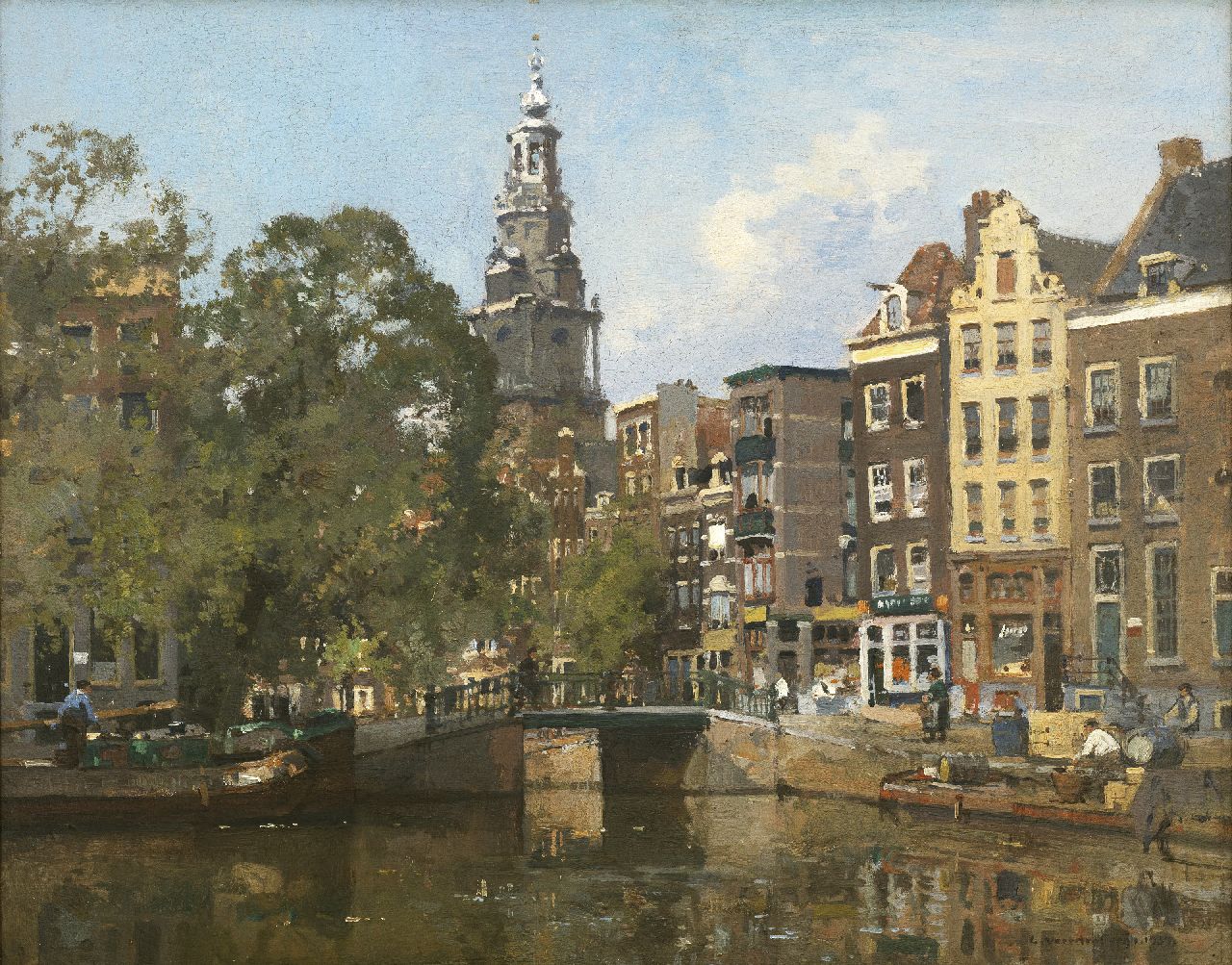 Vreedenburgh C.  | Cornelis Vreedenburgh, Amsterdamer Ansicht mit dem Zuiderkerkturm, Öl auf Holz 40,8 x 50,5 cm, Unterzeichnet u.r. und datiert 1930