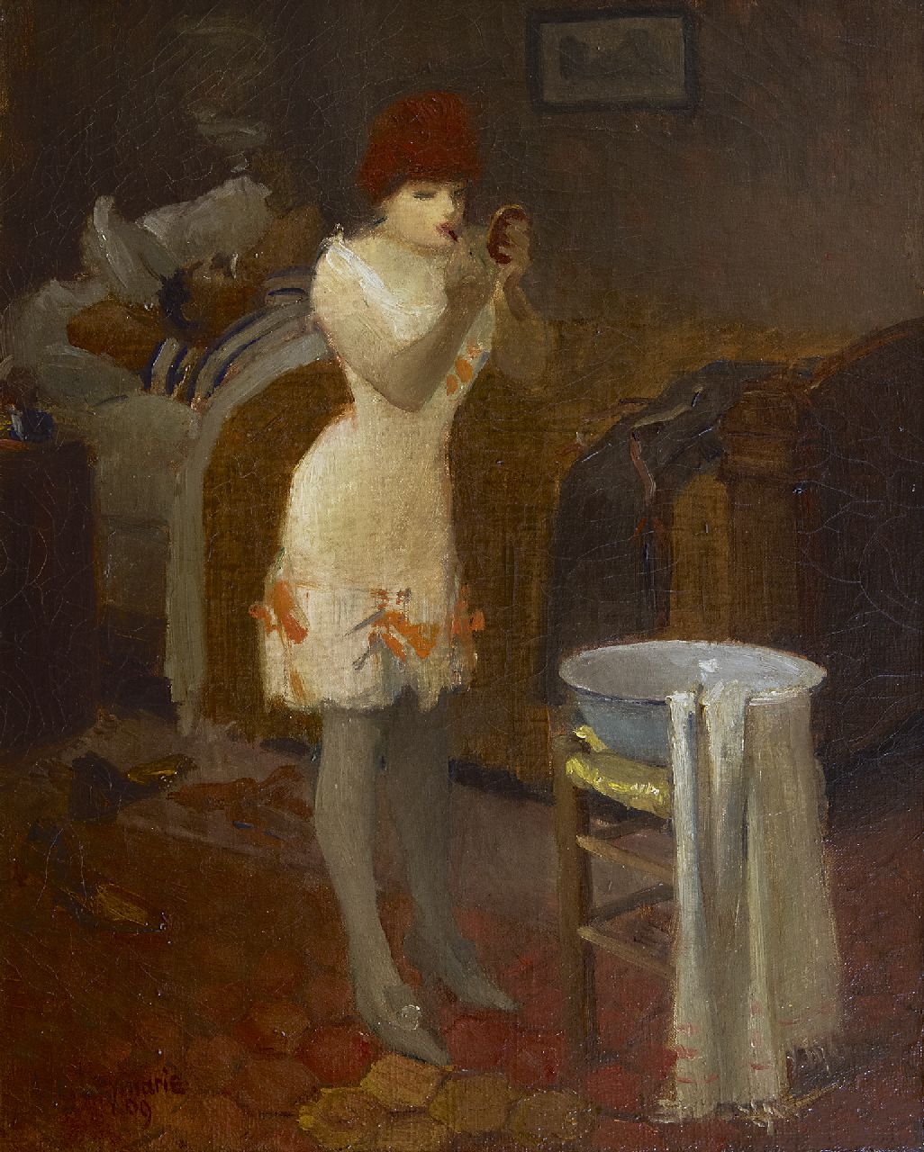 Leymarie A.L.  | Auguste Louis Leymarie, Die Morgentoilette, Öl auf Leinwand 40,9 x 32,5 cm, Unterzeichnet u.l. und datiert '09