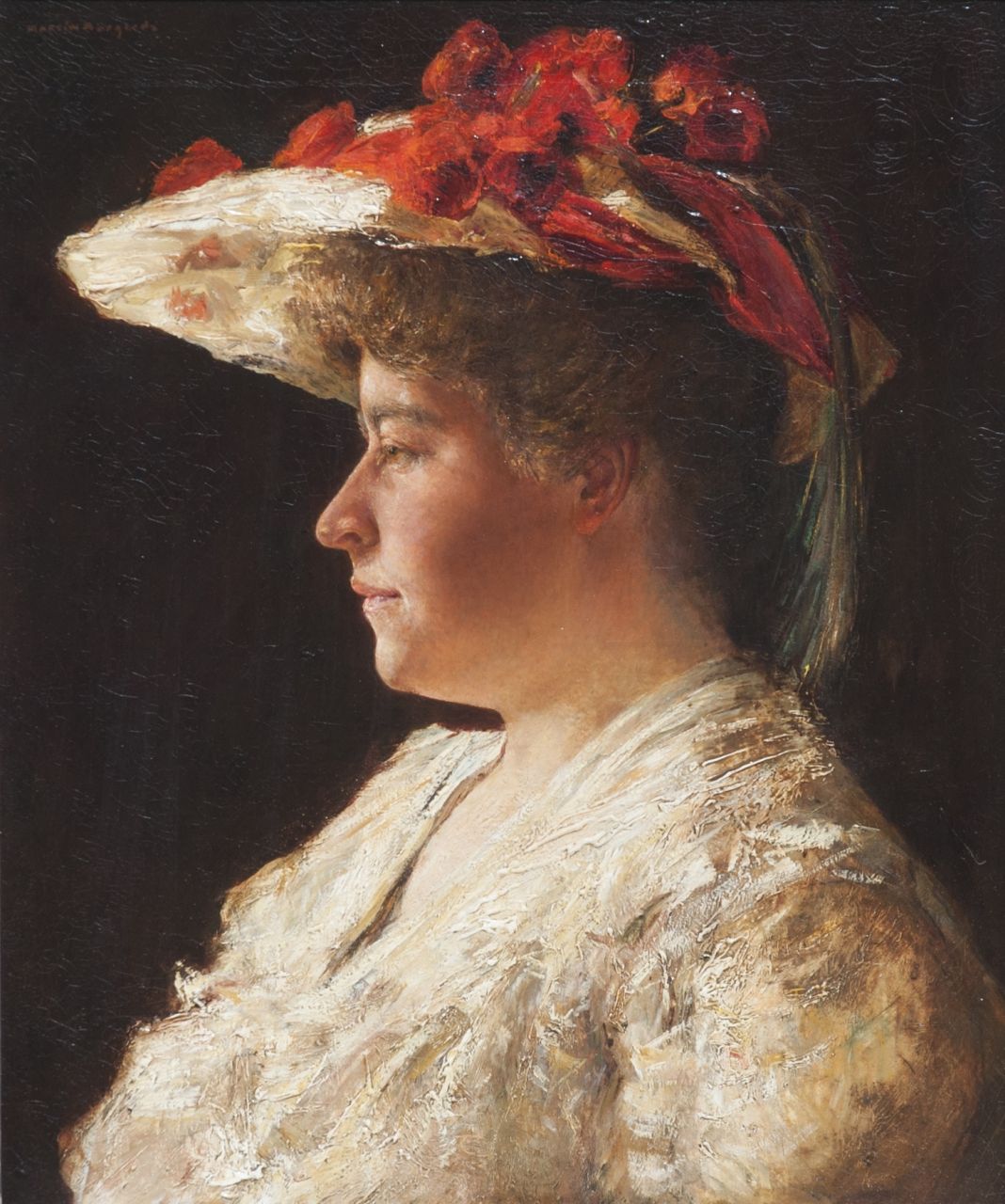 Borgord M.  | Martin Borgord, A portrait of Mrs. A. Singer-Brugh, Öl auf Leinwand 55,2 x 46,0 cm, signed u.l.
