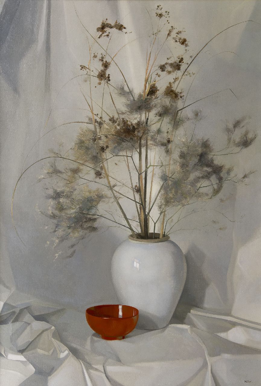 Henricus Rol | Trockenblumen in einer Vase, Öl auf Leinwand, 94,2 x 64,1 cm, Unterzeichnet u.r.