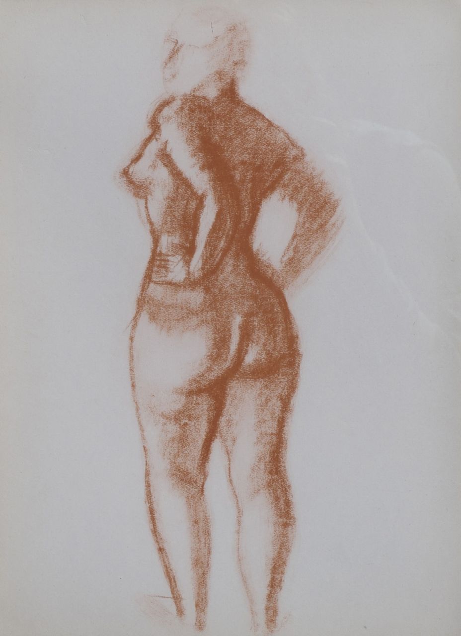 Derain A.  | André Derain | Grafik zum Verkauf angeboten | Stehender Akt, Farbsteindruck auf Papier 37,8 x 27,5 cm