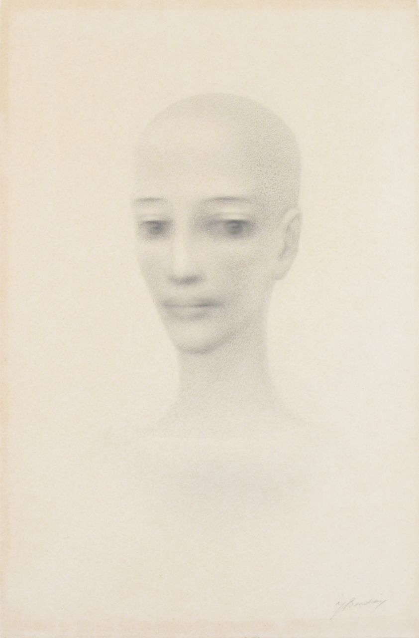 Bendien J.  | Jacob Bendien, Porträt einer junger Frau, Zeichnung auf Papier 44,0 x 29,0 cm