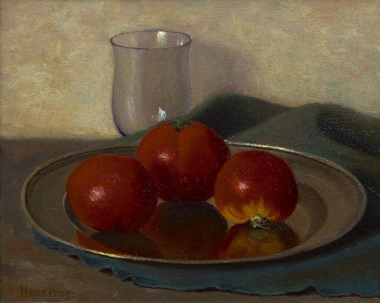 Bos H.  | Hendrik 'Henk' Bos, Tomaten, Öl auf Leinwand 24,2 x 29,9 cm, Unterzeichnet u.l.