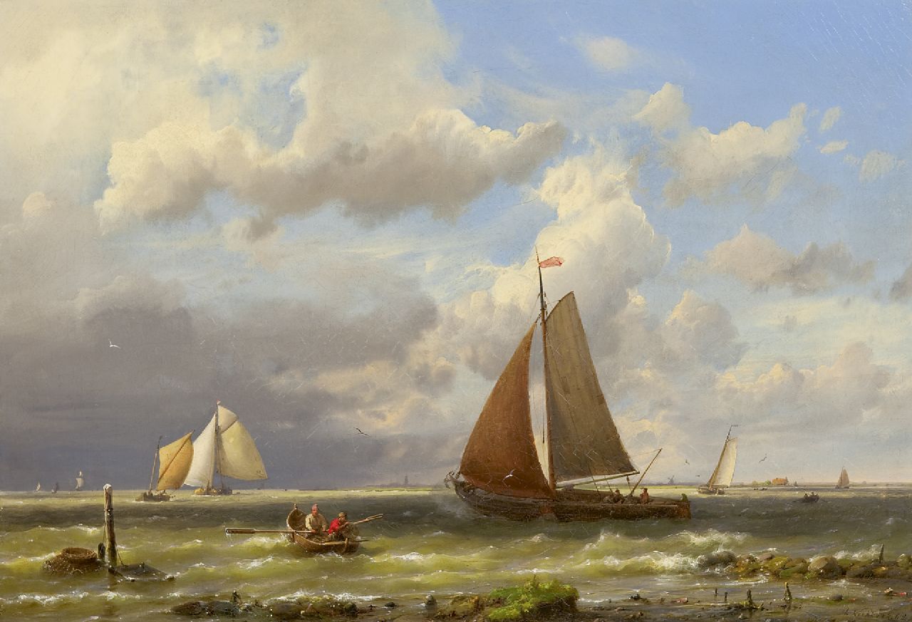Koekkoek H.  | Hermanus Koekkoek, Schiffe auf unruhiger See, Öl auf Leinwand 33,2 x 48,2 cm, Unterzeichnet r.u. und datiert '62