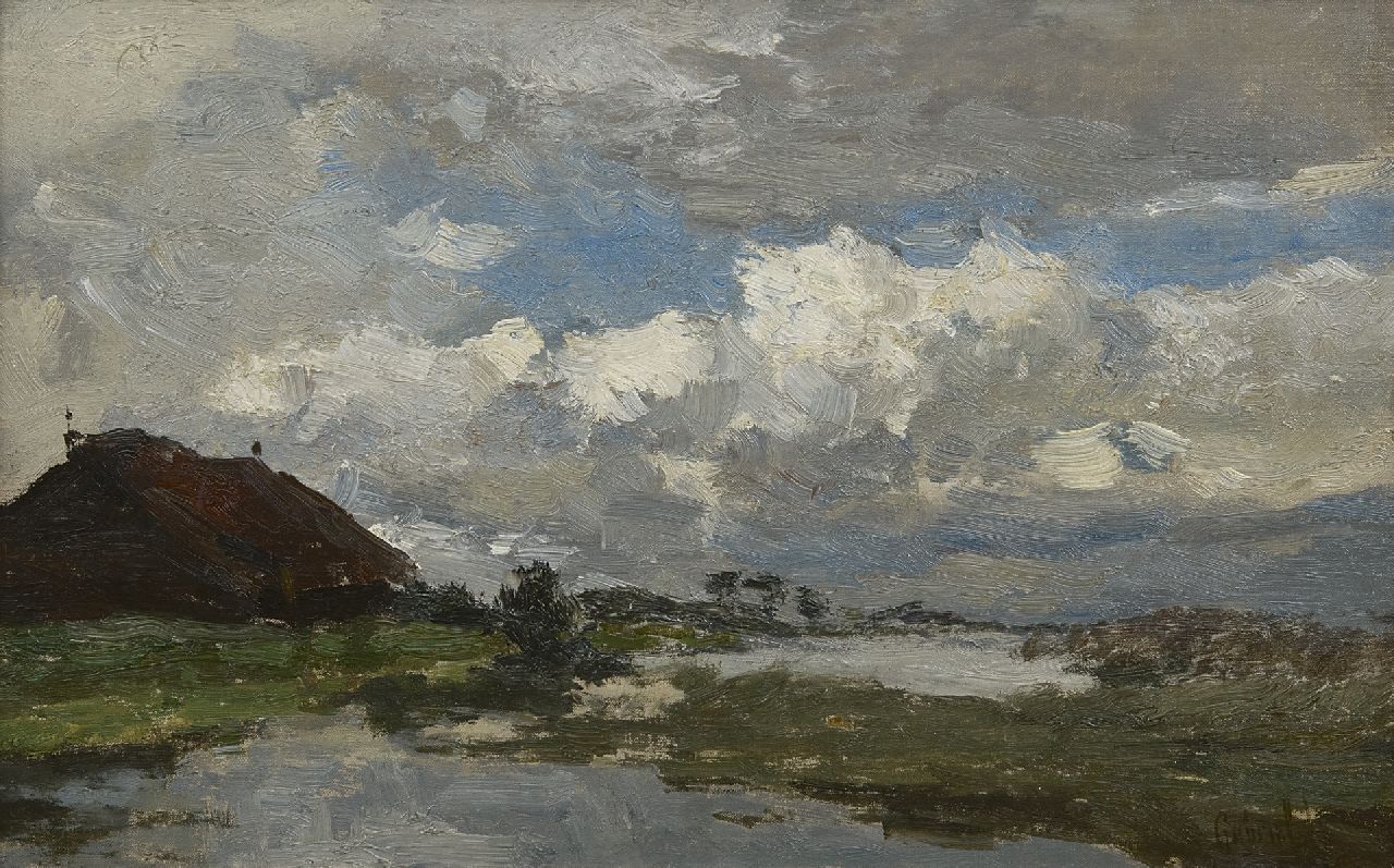 Gabriel P.J.C.  | Paul Joseph Constantin 'Constan(t)' Gabriel, Rauhes Wetter, Öl auf Leinwand auf Holz 24,1 x 38,0 cm, Unterzeichnet u.r