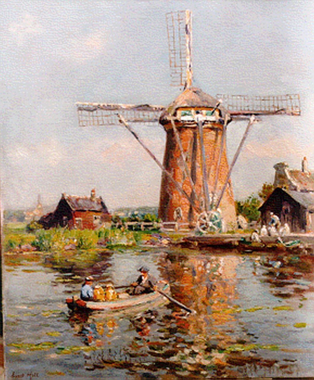 Moll E.  | Evert Moll, A windmill by Voorschoten, Öl auf Leinwand 60,0 x 50,0 cm, signed l.l.