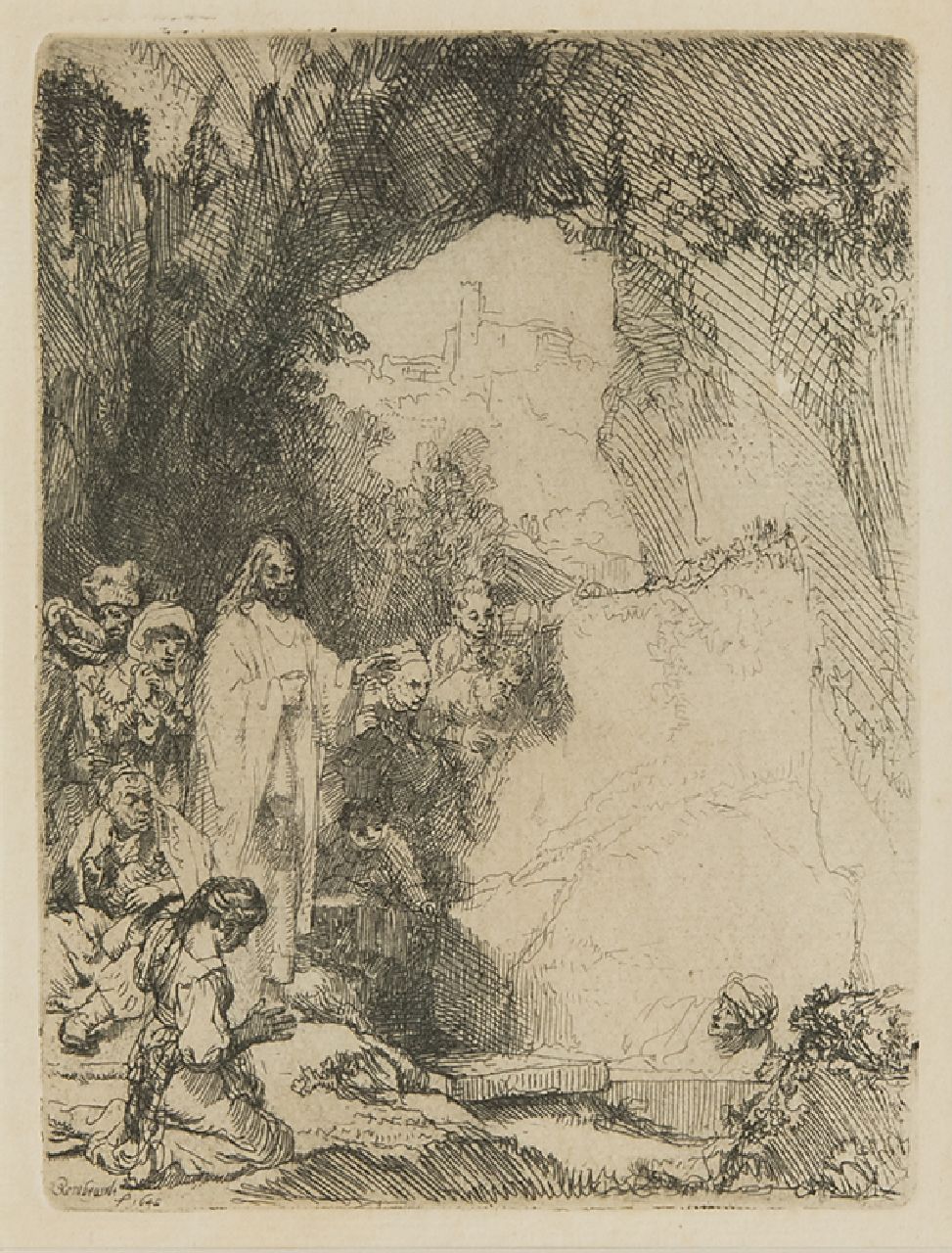 Rembrandt (Rembrandt Harmensz. van Rijn)   | Rembrandt (Rembrandt Harmensz. van Rijn), Die Auferweckung von Lazarus, Radierung 15,0 x 11,4 cm, Unterzeichnet u.l. in der Platte und datiert in der Platte 1642