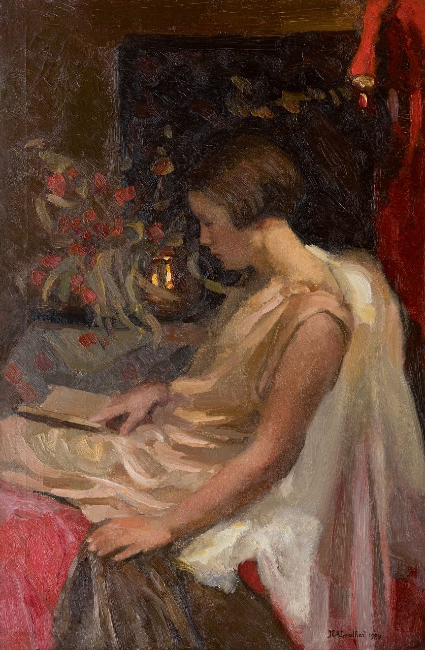 Goedhart J.C.A.  | 'Jan' Catharinus Adriaan Goedhart, Mädchen beim Lesen, Öl auf Leinwand 85,3 x 56,0 cm, Unterzeichnet u.r. und datiert 1929