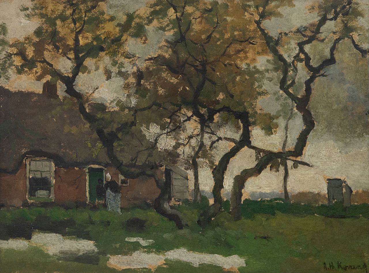 Koning A.H.  | 'Arnold' Hendrik Koning | Gemälde zum Verkauf angeboten | Bauernhof, Öl auf Holz 31,4 x 41,7 cm, Unterzeichnet u.r.