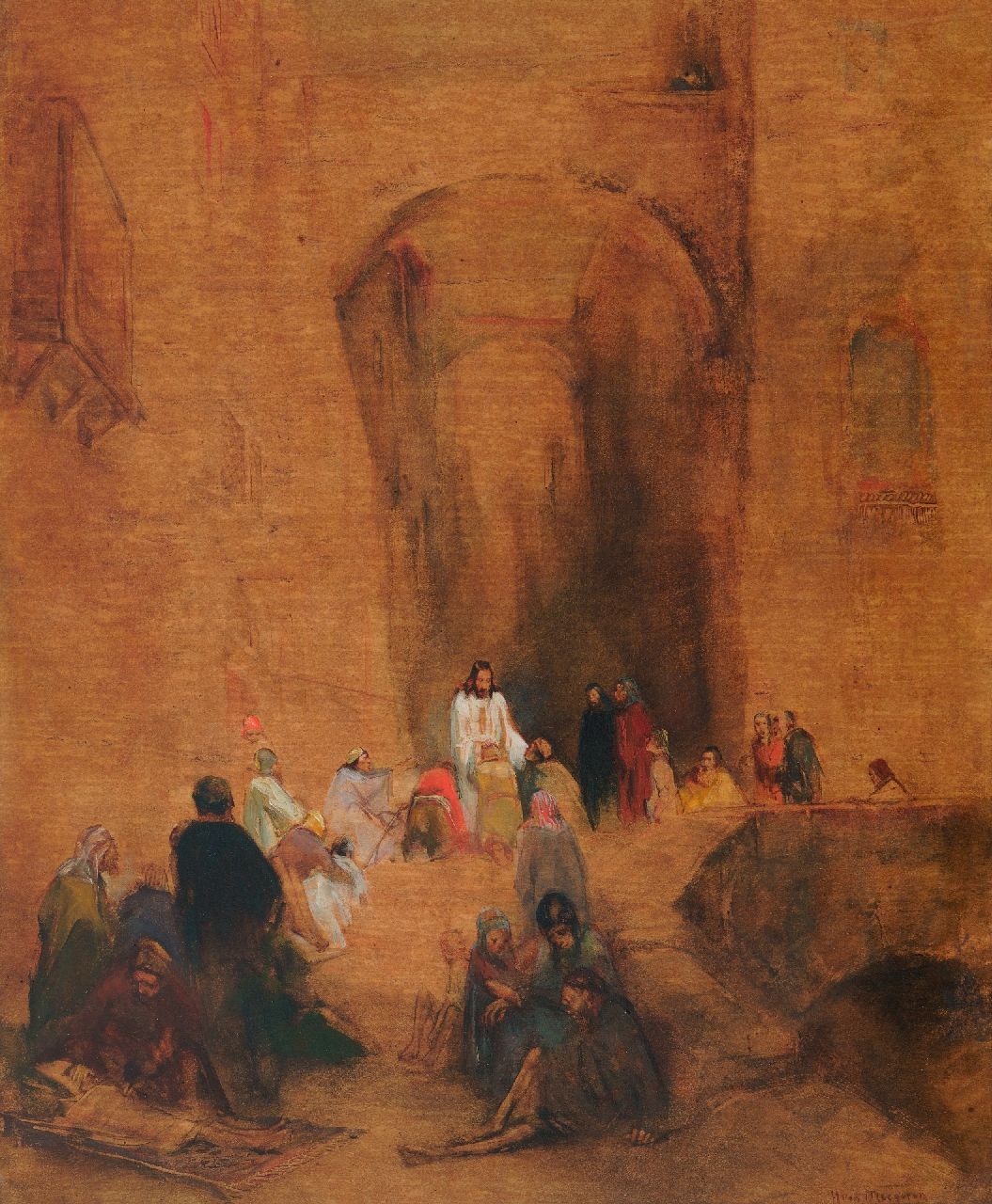 Meegeren H.A. van | Henricus Antonius 'Han' van Meegeren, Christus segnet die Armen und Kranken, Öl auf Malereifaser 60,3 x 48,8 cm, Unterzeichnet u.r. und datiert 1922