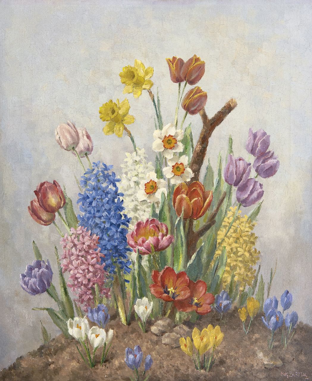 Berten H.H.  | Hermann 'Hugo' Berten, Frühlingsblumen, Öl auf Leinwand 60,3 x 50,4 cm, Unterzeichnet u.r.