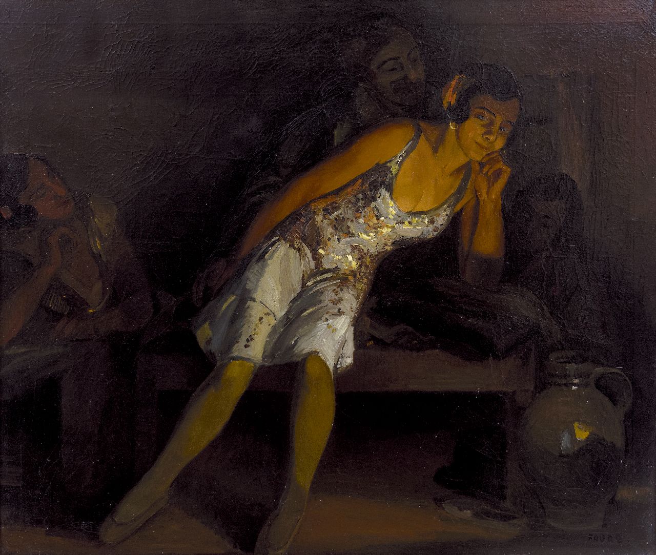 Amandus Faure | Junge Zigeunertänzerin bei Kerzenschein, Öl auf Leinwand, 101,4 x 117,3 cm, Unterzeichnet u.r.