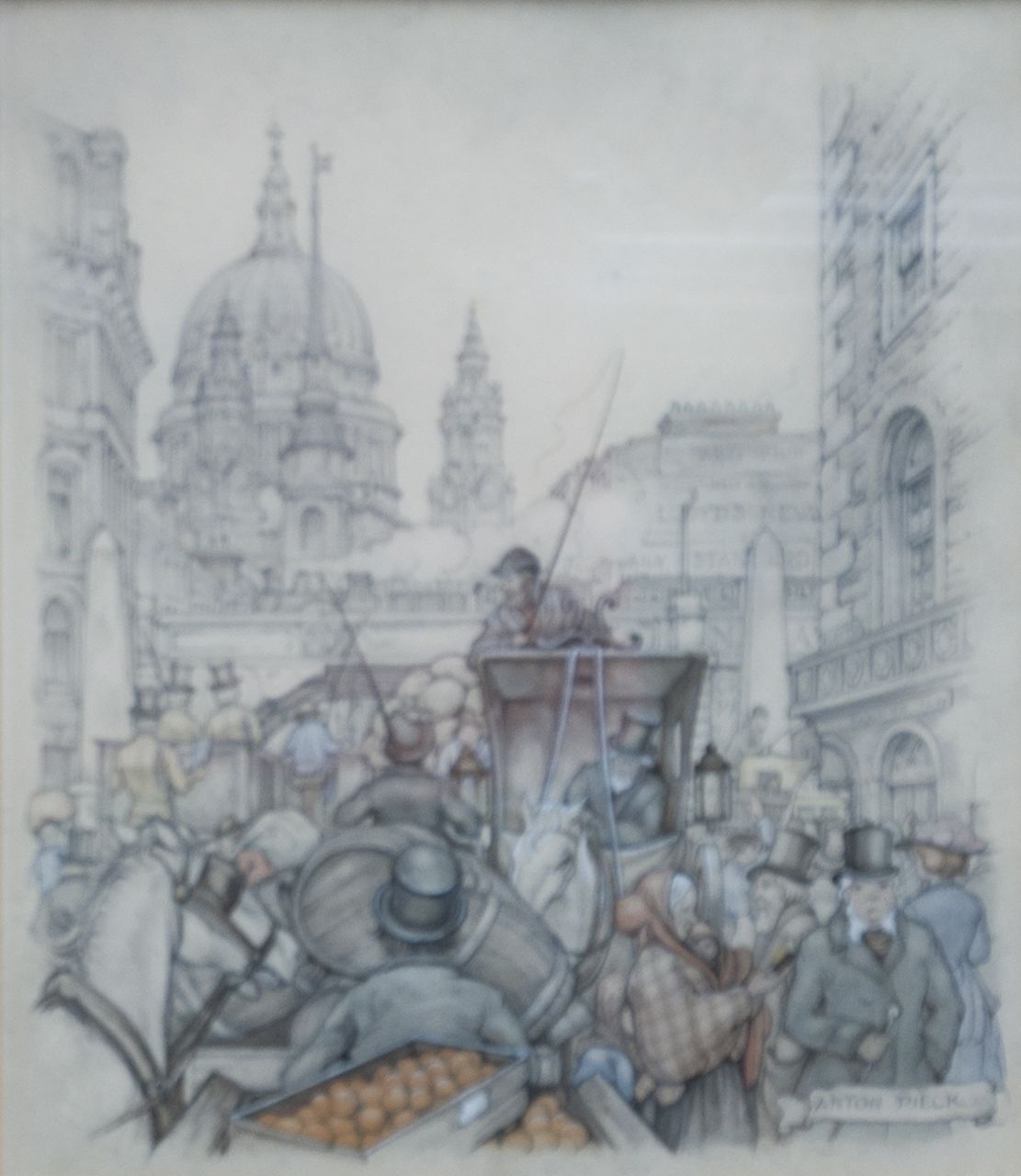 Pieck A.F.  | 'Anton' Franciscus Pieck, Wagen in Fleetstreet, London, Bleistift und Aquarell auf Papier 23,2 x 19,3 cm, Unterzeichnet u.r.