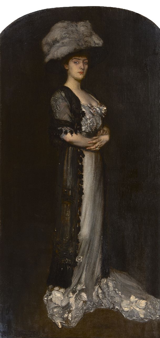 Antonio de la Gandara | Porträt von Madame Jean Puget, Öl auf Leinwand, 201,0 x 98,5 cm, Unterzeichnet u.l. und zu datieren um 1910