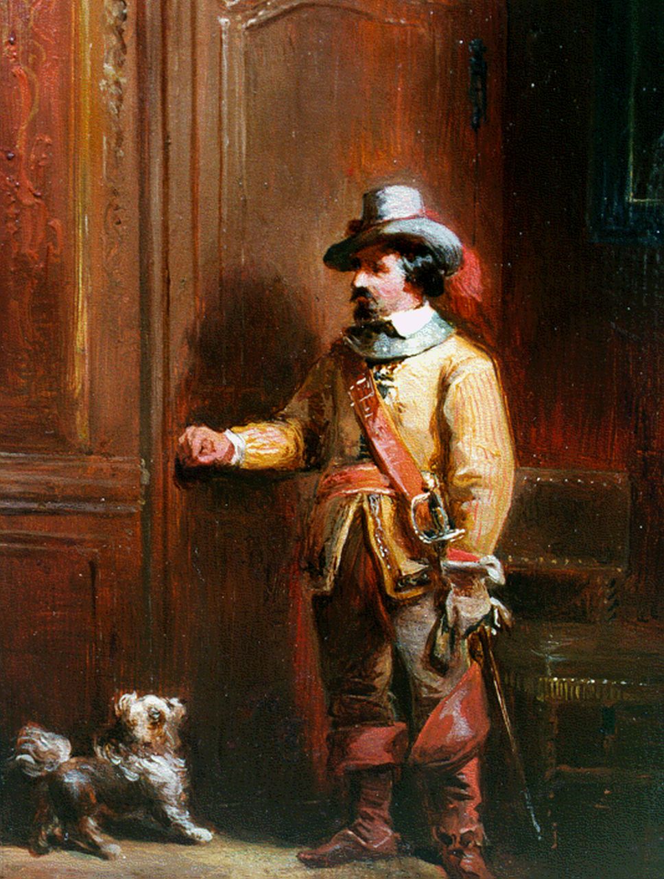 Last J.A.  | Johannes Anthony Last, A gentleman and his dog, Öl auf Holz 12,5 x 9,2 cm, signed l.r.