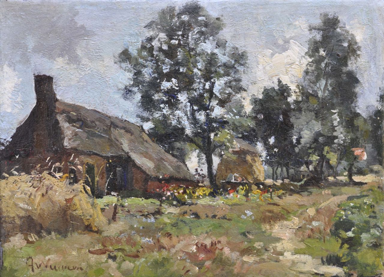 Vuuren J. van | Jan van Vuuren, Bauernhof, Öl auf Leinwand 18,3 x 24,5 cm, Unterzeichnet u.l.