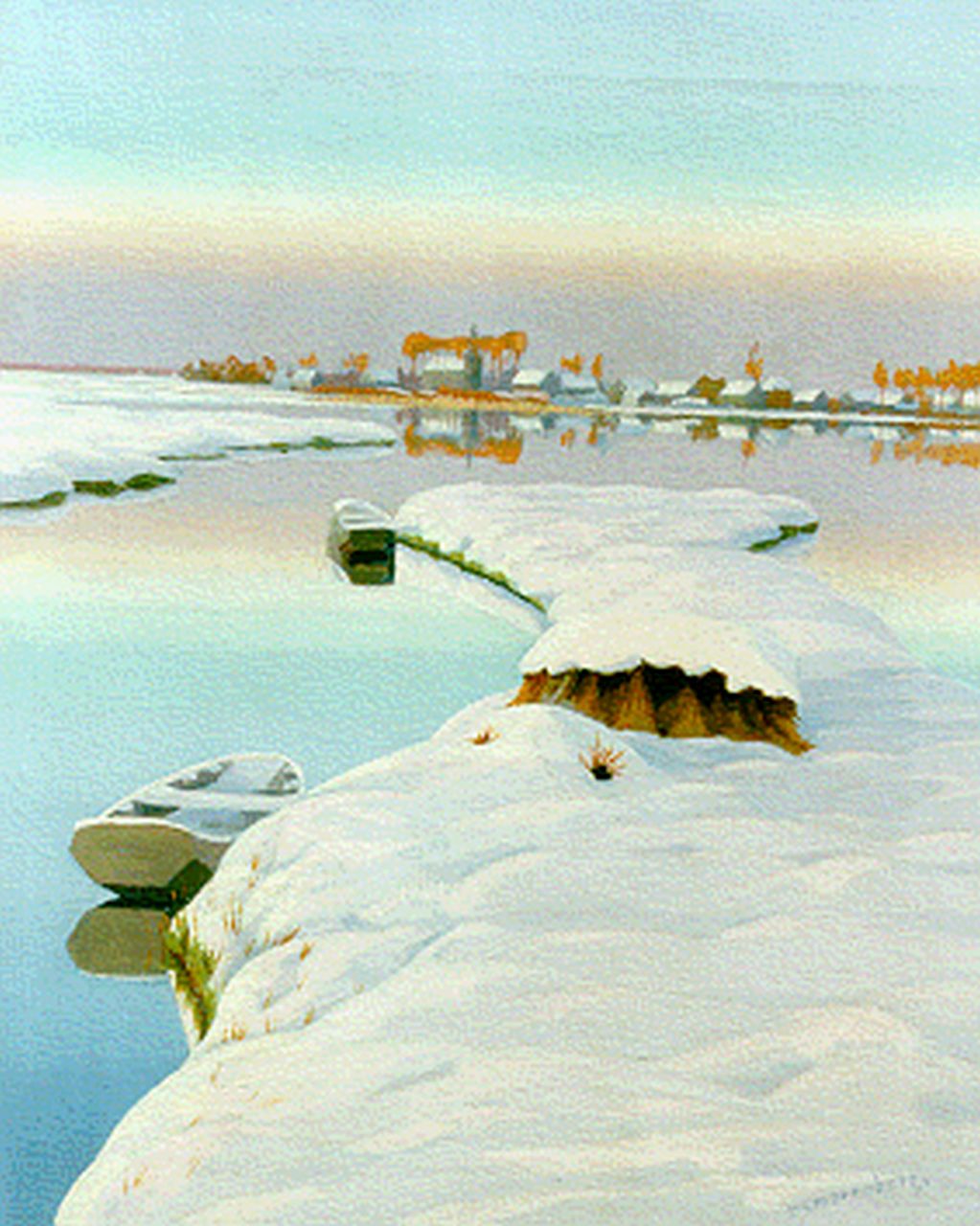 Smorenberg D.  | Dirk Smorenberg, A winter landscape, Loosdrecht, Öl auf Leinwand 50,0 x 40,2 cm, signed l.r.