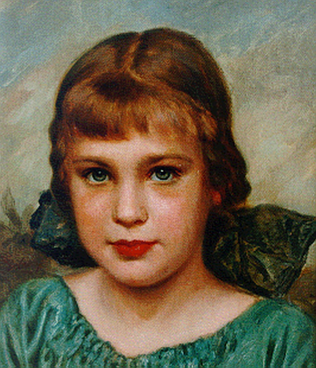 Erler F.  | Fritz Erler, A portrait of a young girl, Öl auf Leinwand auf Holz 32,0 x 28,0 cm, signed l.l.