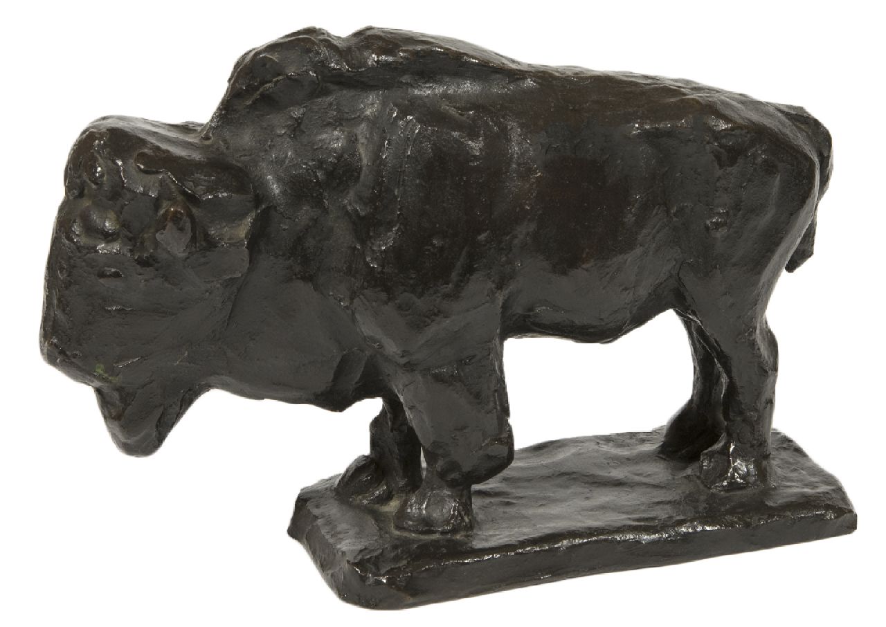 Zijl L.  | Lambertus Zijl | Skulpturen und Objekte zum Verkauf angeboten | Bison, Bronze 17,5 x 25,0 cm, zu datieren 1914