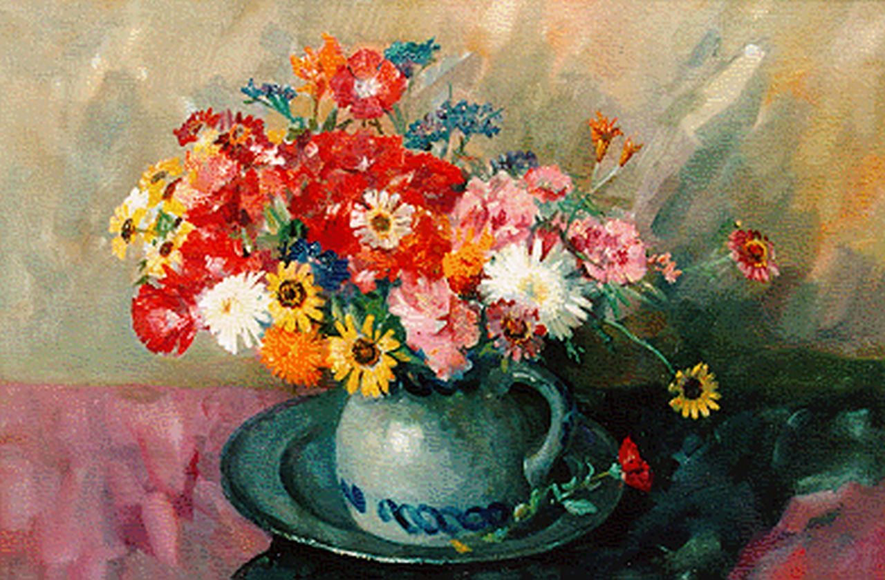 Groen H.P.  | Hendrik Pieter 'Piet' Groen, A summer bouquet, Öl auf Leinwand 50,5 x 70,0 cm, signed l.r.