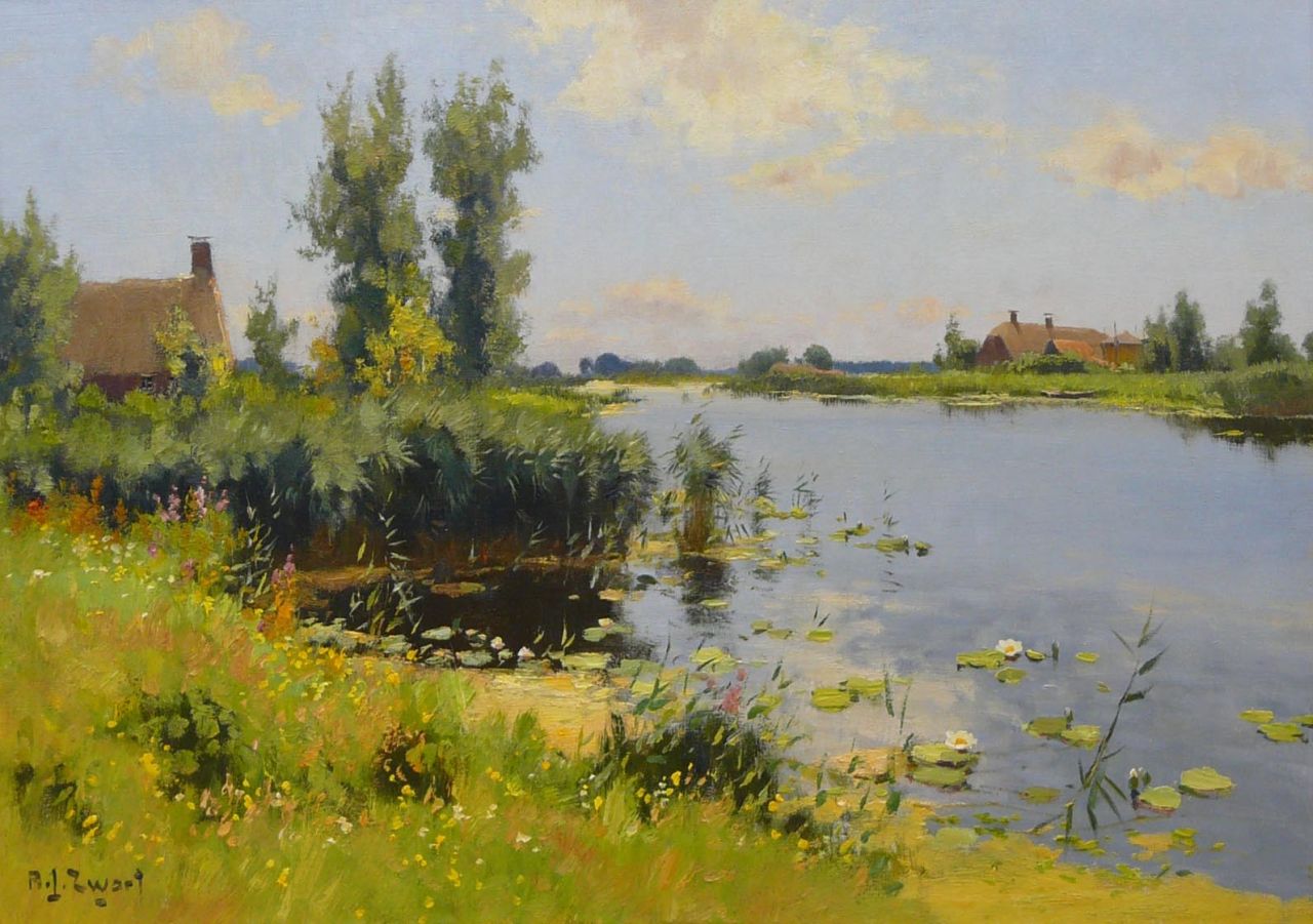 Zwart A.J.  | Adrianus Johannes 'Arie' Zwart, Sommer an der Kromme Meijdrecht, Öl auf Leinwand 50,5 x 70,3 cm, Unterzeichnet u.l.