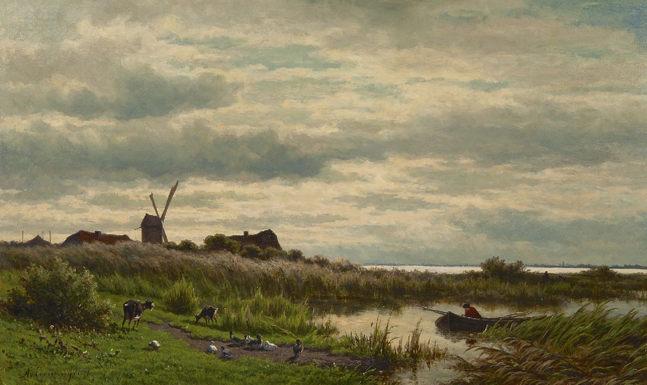Everdingen A. van | Adrianus van Everdingen, Holländisches Polderlandschaft, Öl auf Leinwand 45,1 x 75,6 cm, Unterzeichnet l.u.