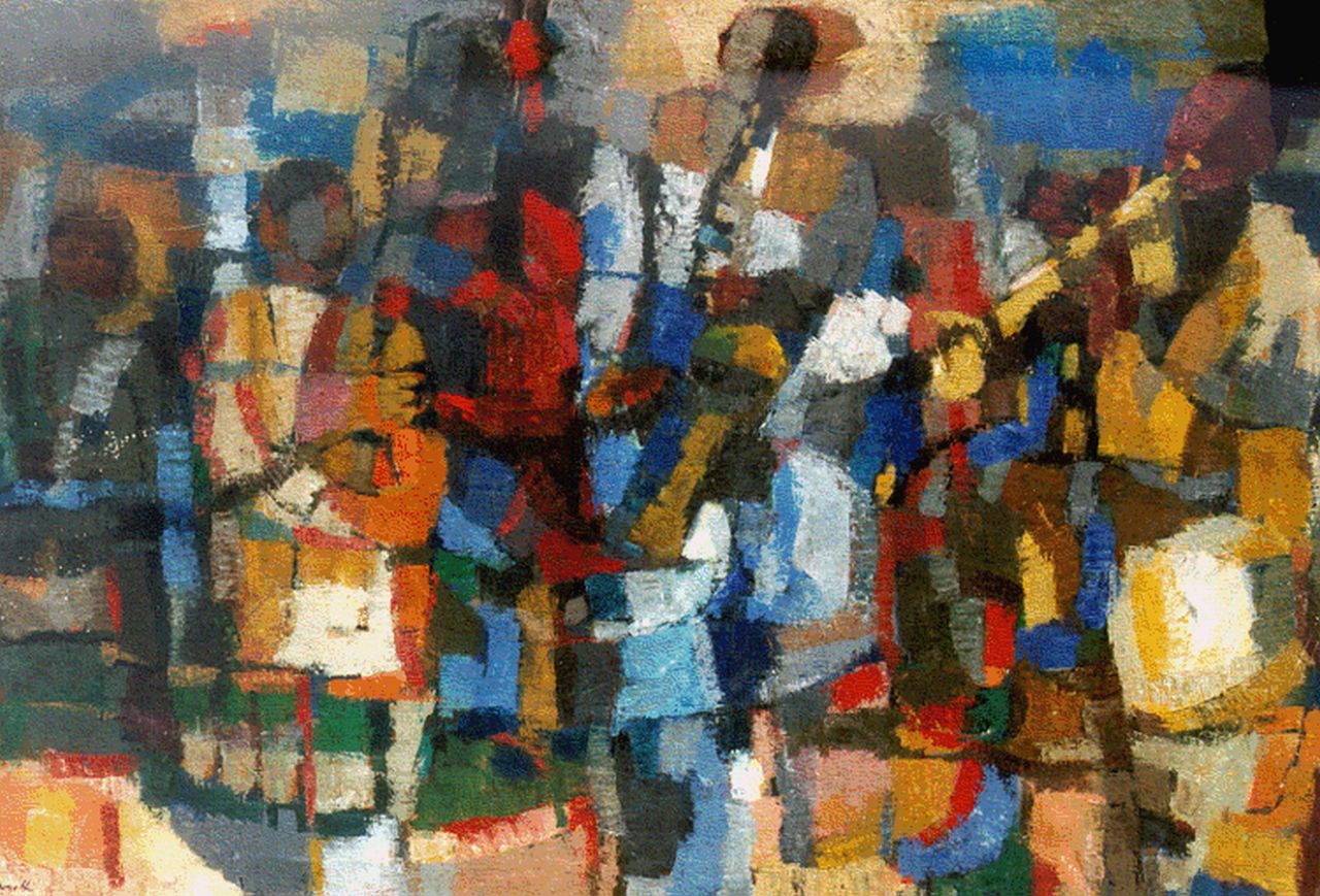 Casotti U.M.  | Umberto Maria Casotti, Jazz band, Öl auf Leinwand 135,5 x 201,0 cm, signed l.l. und painted between 1956-1957