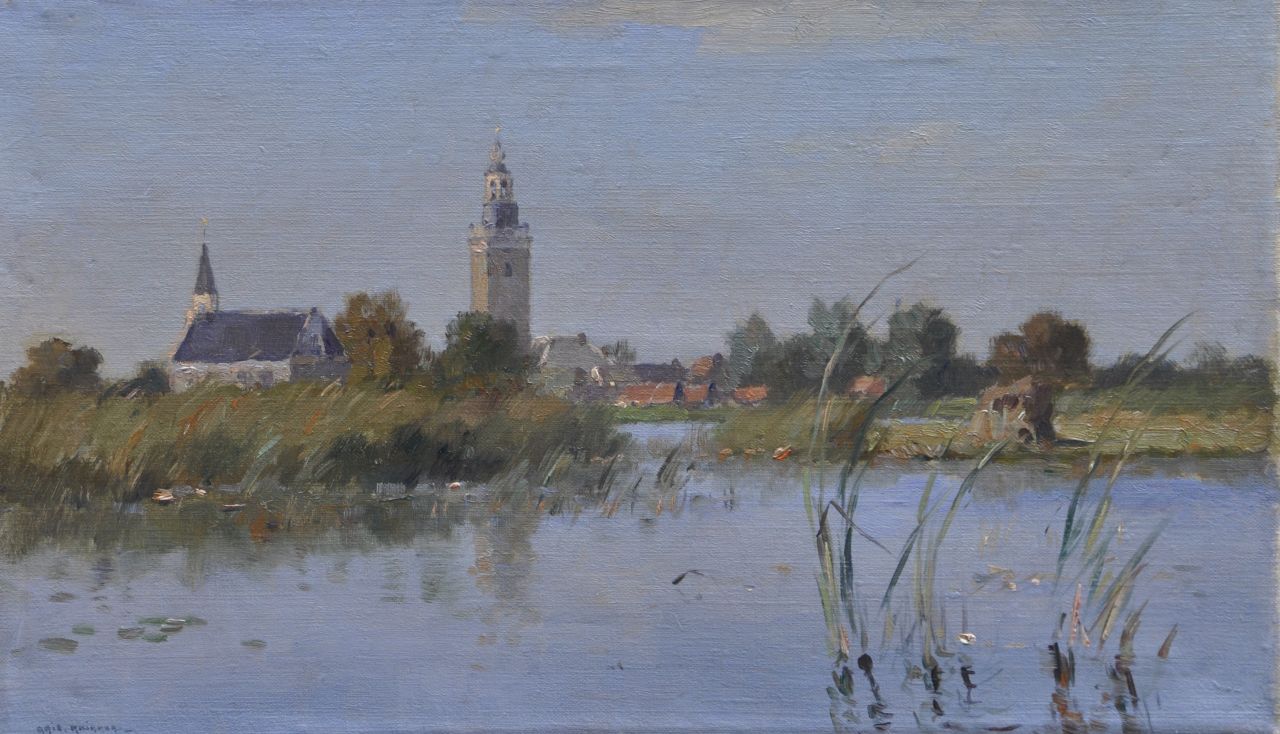 Knikker A.  | Aris Knikker | Gemälde zum Verkauf angeboten | Blick auf Nieuwkoop, Öl auf Leinwand 30,3 x 50,3 cm, Unterzeichnet u.l. und ohne Rahmen