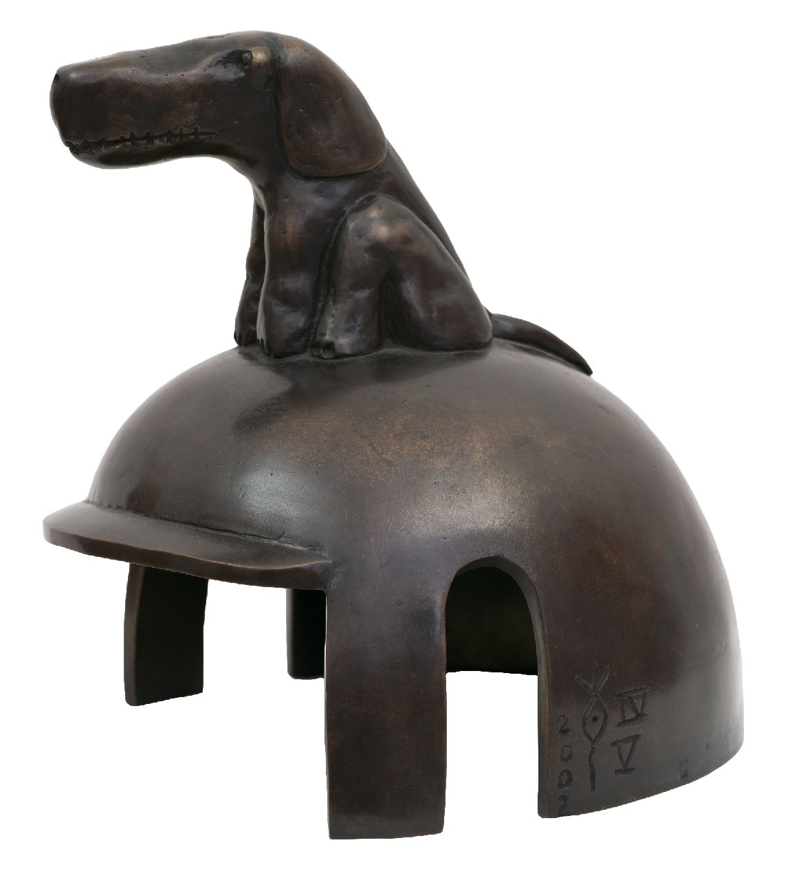 Toorn J.P. van den | Jacobus Petrus 'Joost' van den Toorn | Skulpturen und Objekte zum Verkauf angeboten | Dog Helmet, Bronze 25,0 x 23,0 cm, Unterzeichnet Mit Monogramm an der Seite und datiert 2002 an der Seite