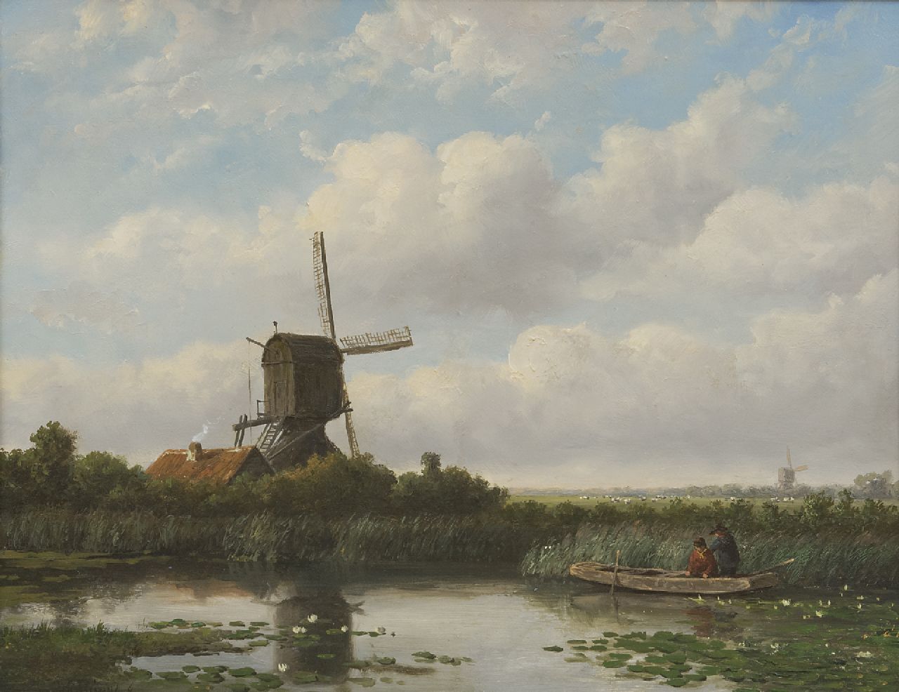 Wisselingh J.P. van | Johannes Pieter van Wisselingh, Holländische Landschaft mit Windmühle, Öl auf Holz 34,6 x 44,9 cm, Unterzeichnet u.l.