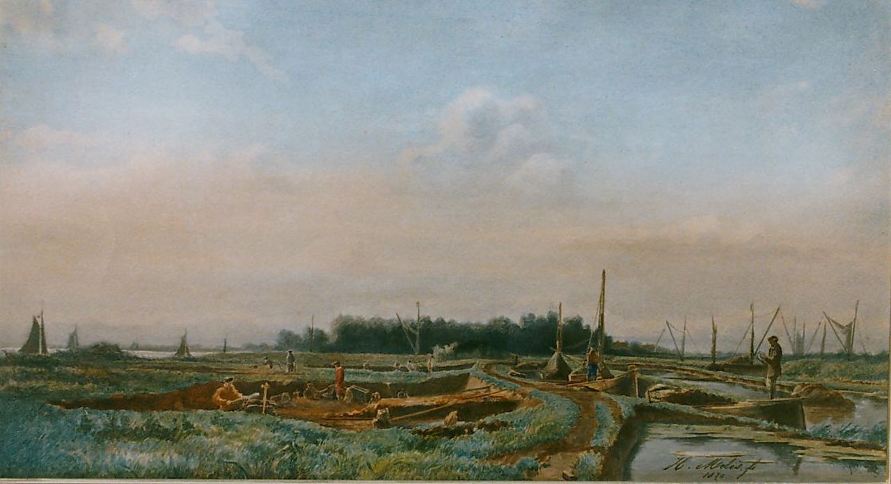 Mélis H.J.  | Henricus Joannes Mélis, Reclamation, Schieland, Aquarell auf Papier 26,0 x 46,0 cm, signed l.r. und dated 1870