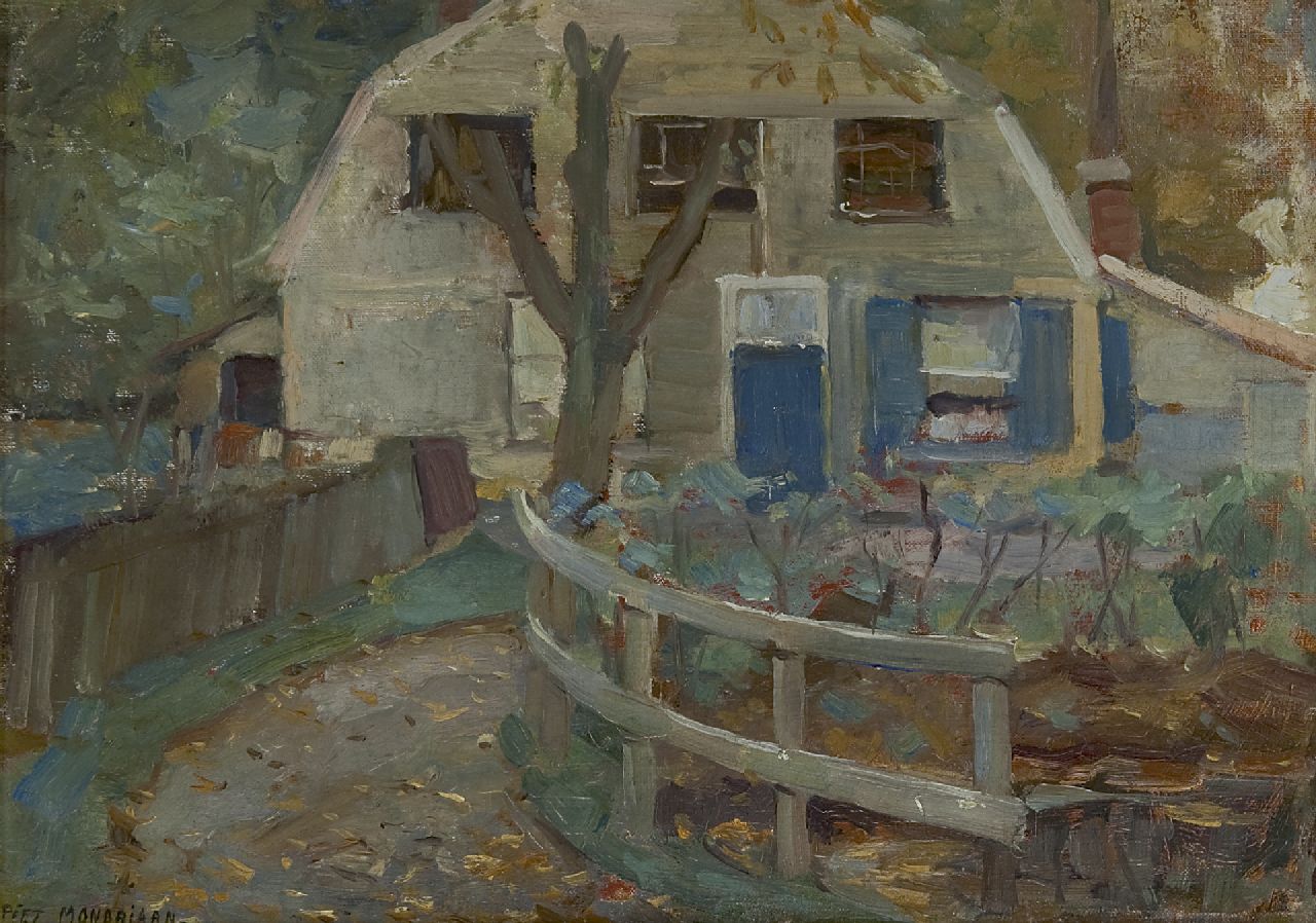 Mondriaan P.C.  | Pieter Cornelis 'Piet' Mondriaan, Bauernhäuschen mit Mansardendach, Öl auf Leinwand 32,7 x 46,2 cm, Unterzeichnet l.u. und um 1905-1907