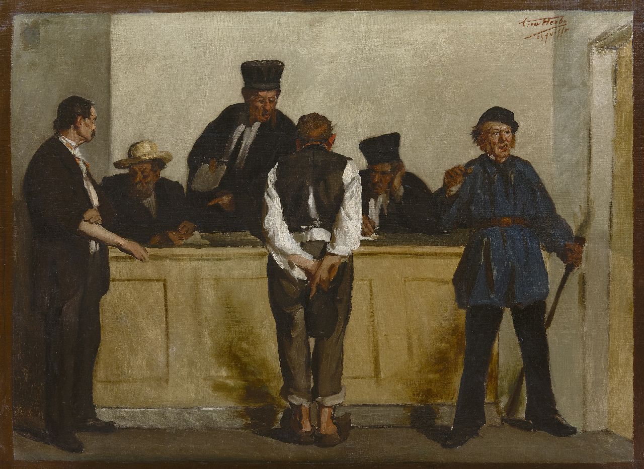 Léon Herbo | Die Rechtssache, Öl auf Leinwand, 56,3 x 76,1 cm, Unterzeichnet o.r.