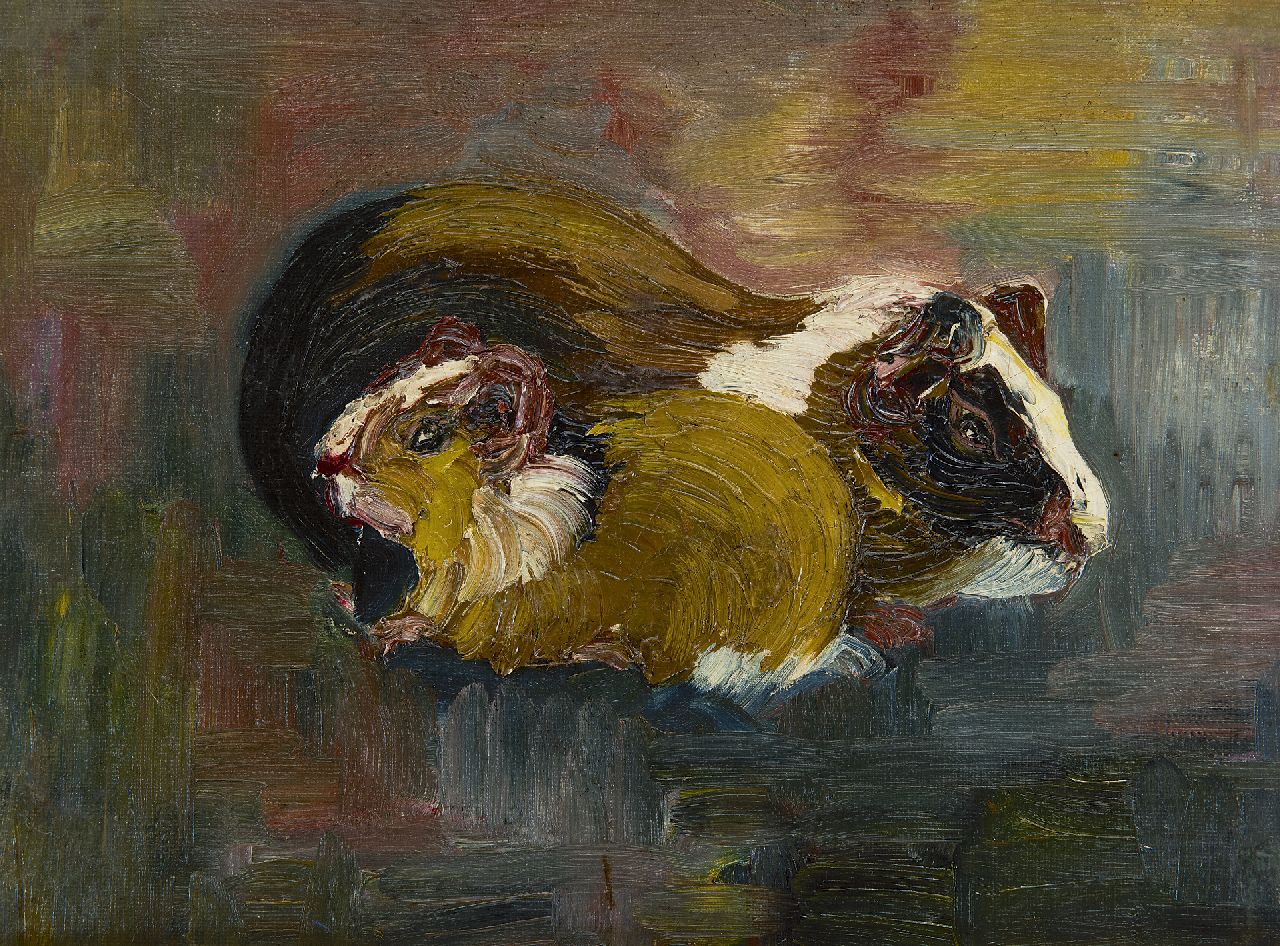 Lanooy C.J.  | Christiaan Johannes 'Chris' Lanooy | Gemälde zum Verkauf angeboten | Meerschweinchen, Öl auf Leinwand  auf Holzfaser 22,0 x 29,5 cm