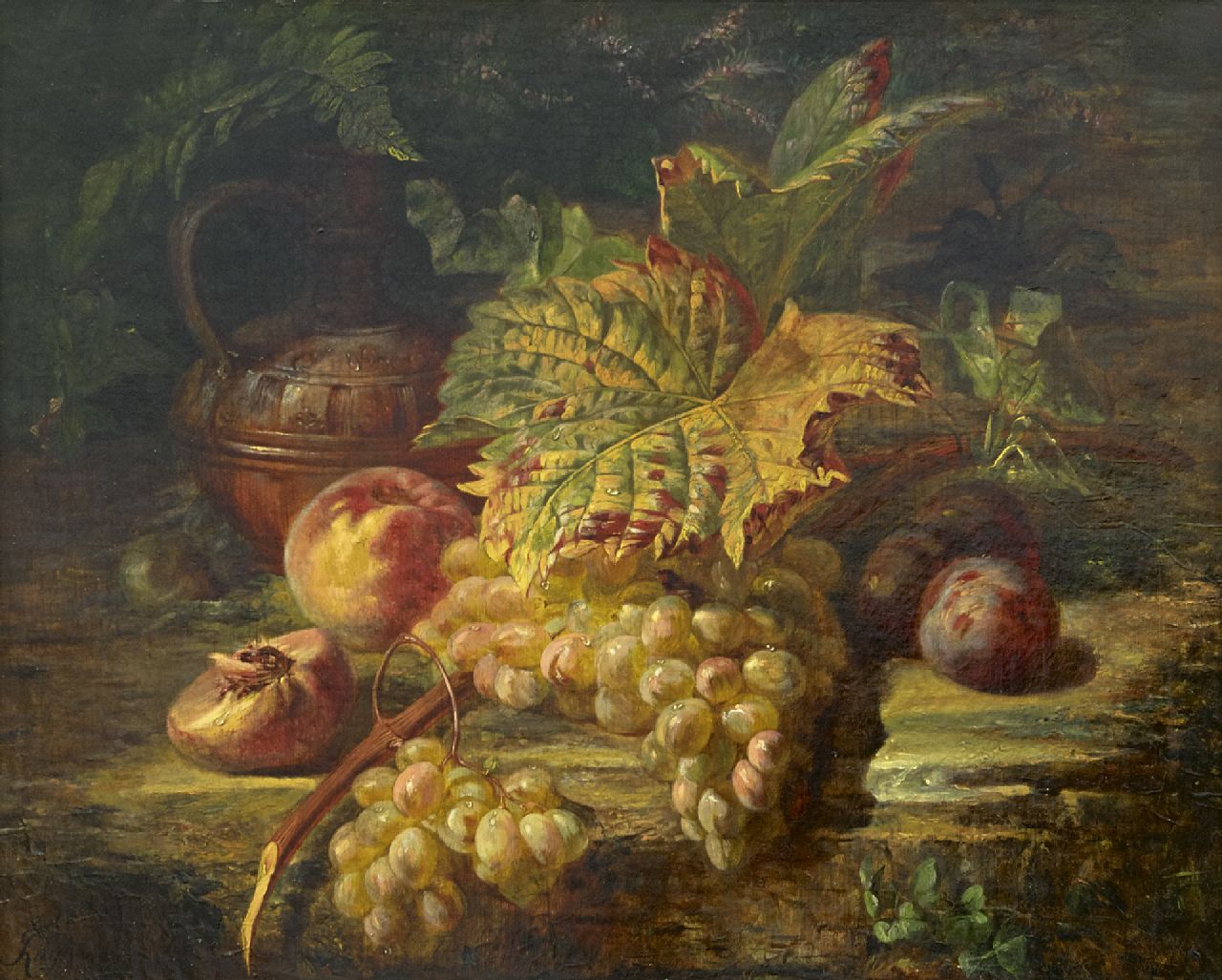 François Huygens | Stilleben mit Weintrauben, Öl auf Leinwand, 48,6 x 59,5 cm, Unterzeichnet u.l. und datiert '60
