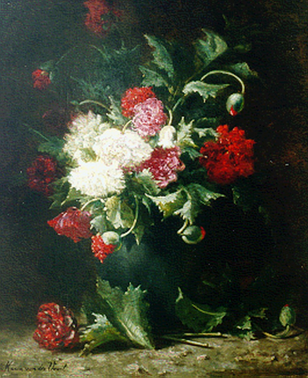 Voort in de Betouw-Nourney M. van der | Maria van der Voort in de Betouw-Nourney, A still life with poppies and peonies, Öl auf Leinwand 79,1 x 65,4 cm, signed l.l.