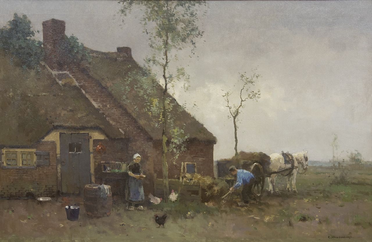 Vreedenburgh C.  | Cornelis Vreedenburgh, Auf dem Bauernhof, Öl auf Leinwand 58,4 x 89,0 cm, Unterzeichnet u.r.