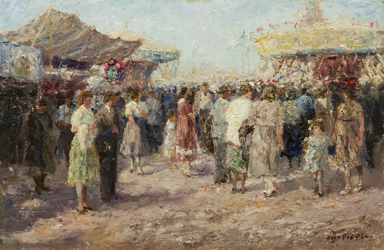 Pippel O.E.  | 'Otto' Eduard Pippel, Auf der Kirmes, Öl auf Holz 33,8 x 51,6 cm, Unterzeichnet u.r.