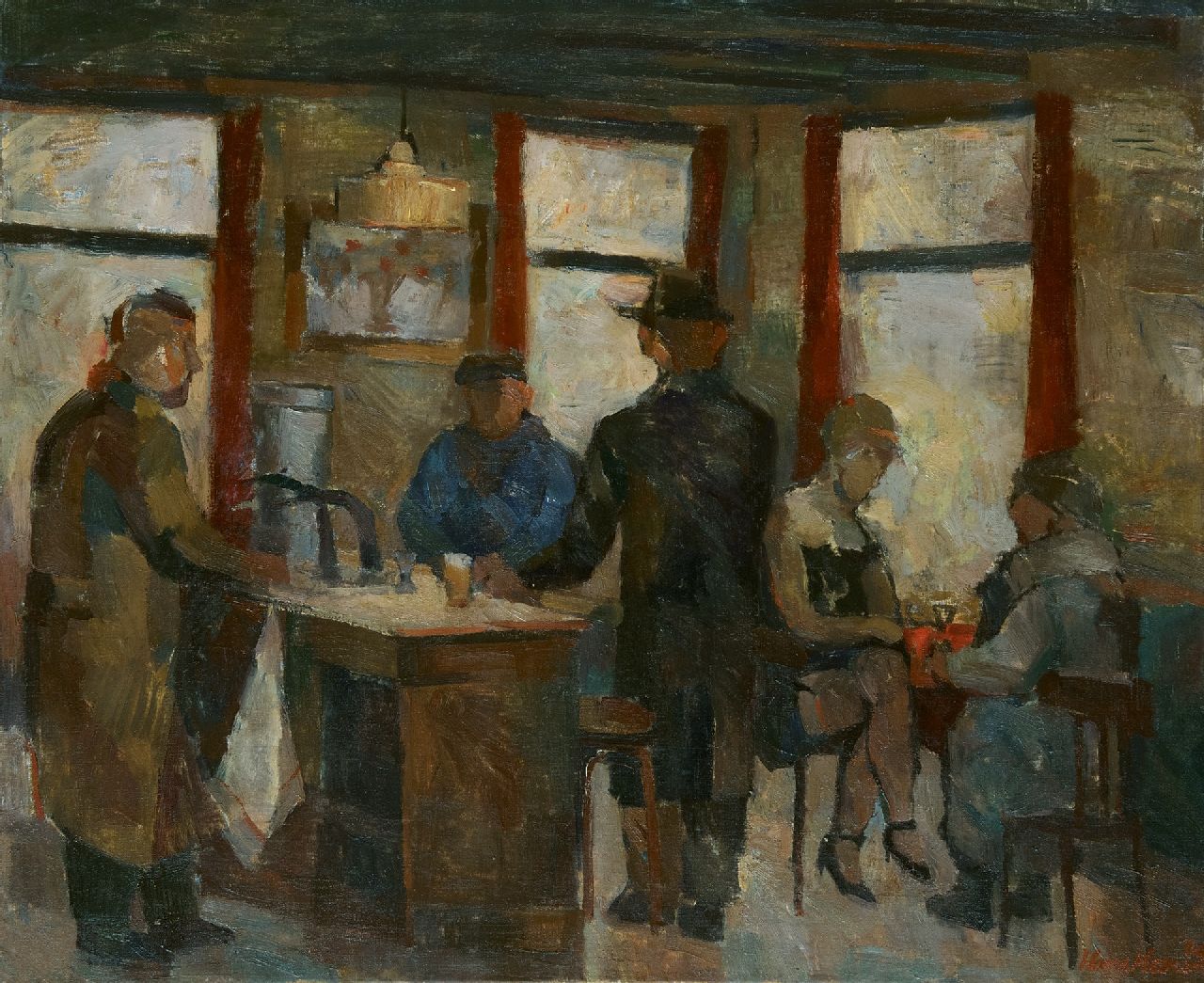 Heeren J.H.P.G.  | Johannes Petrus George 'Hans' Heeren | Gemälde zum Verkauf angeboten | Café-Innenraum in Middelburg, Öl auf Leinwand 100,0 x 120,5 cm, Unterzeichnet u.r. und datiert  '69