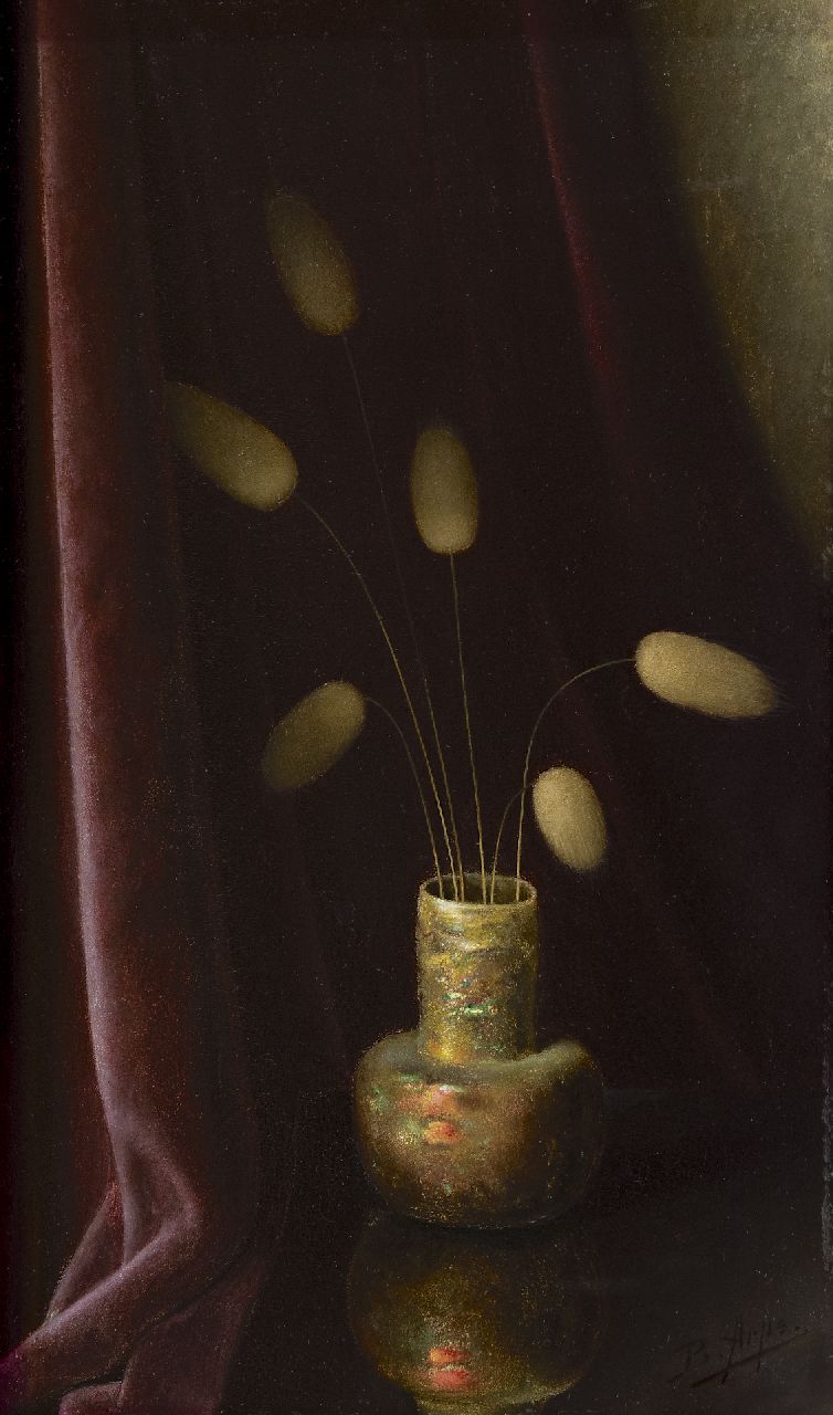 Bernardus Arps | Hasenschwänze in einer römischen Vase, Öl auf Holz, 38,5 x 24,0 cm, Unterzeichnet u.r.