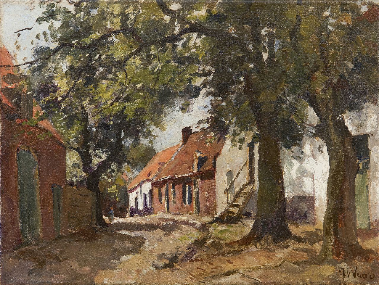 Vuuren J. van | Jan van Vuuren, Gasse in Harderwijk, Öl auf Leinwand 30,3 x 40,3 cm, Unterzeichnet u.r.