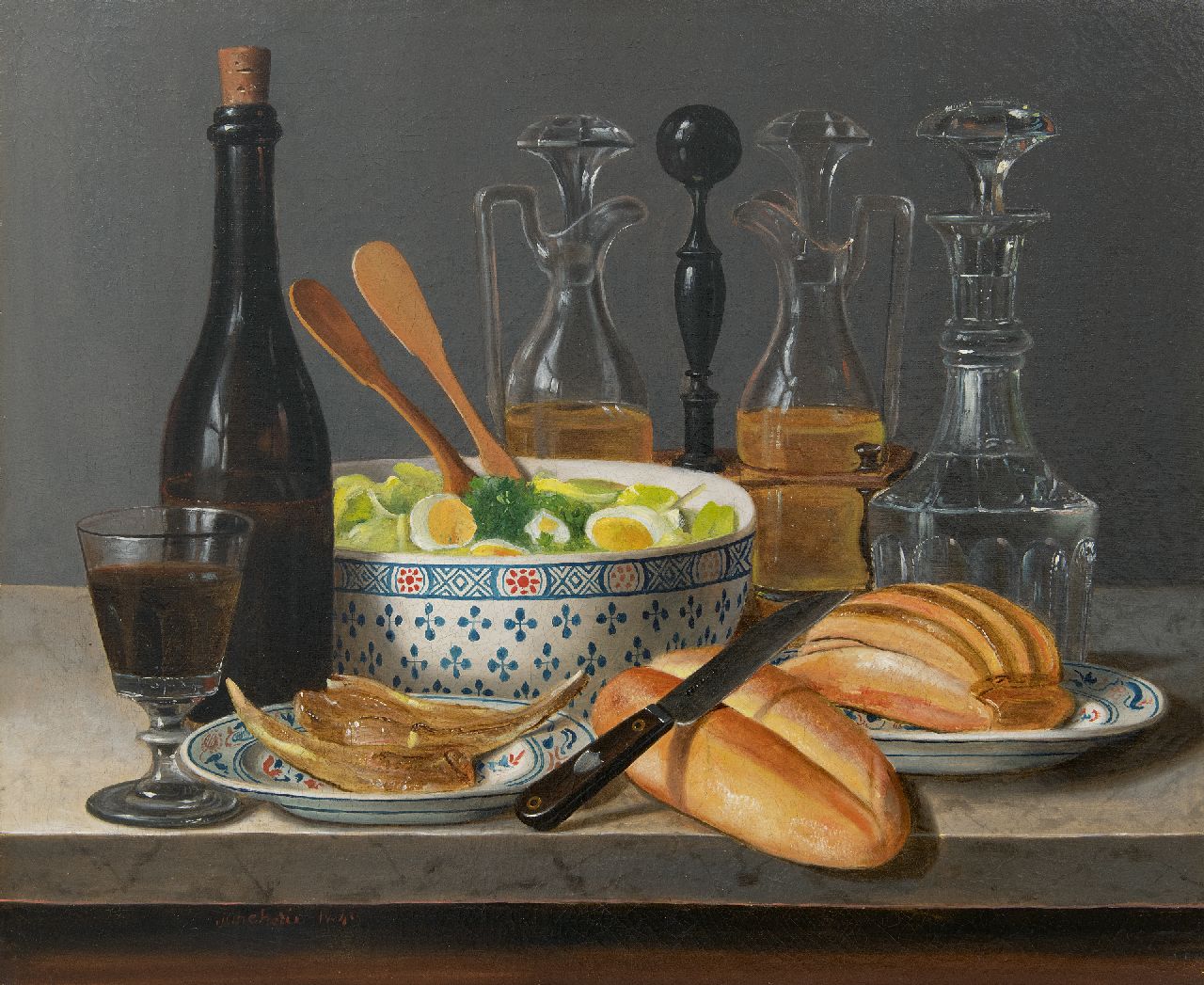 Gabriel Germain Joncherie | Le déjeuner, Öl auf Leinwand auf Holz, 50,2 x 61,0 cm, Unterzeichnet u.l. und datiert 1843
