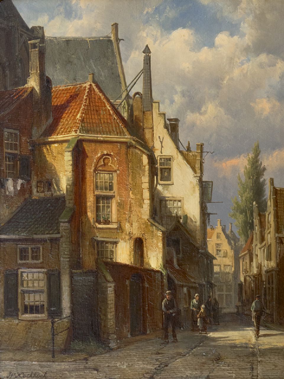 Koekkoek W.  | Willem Koekkoek | Gemälde zum Verkauf angeboten | Gasse hinter der Kirche, Öl auf Holz 38,3 x 29,5 cm, Unterzeichnet u.l.