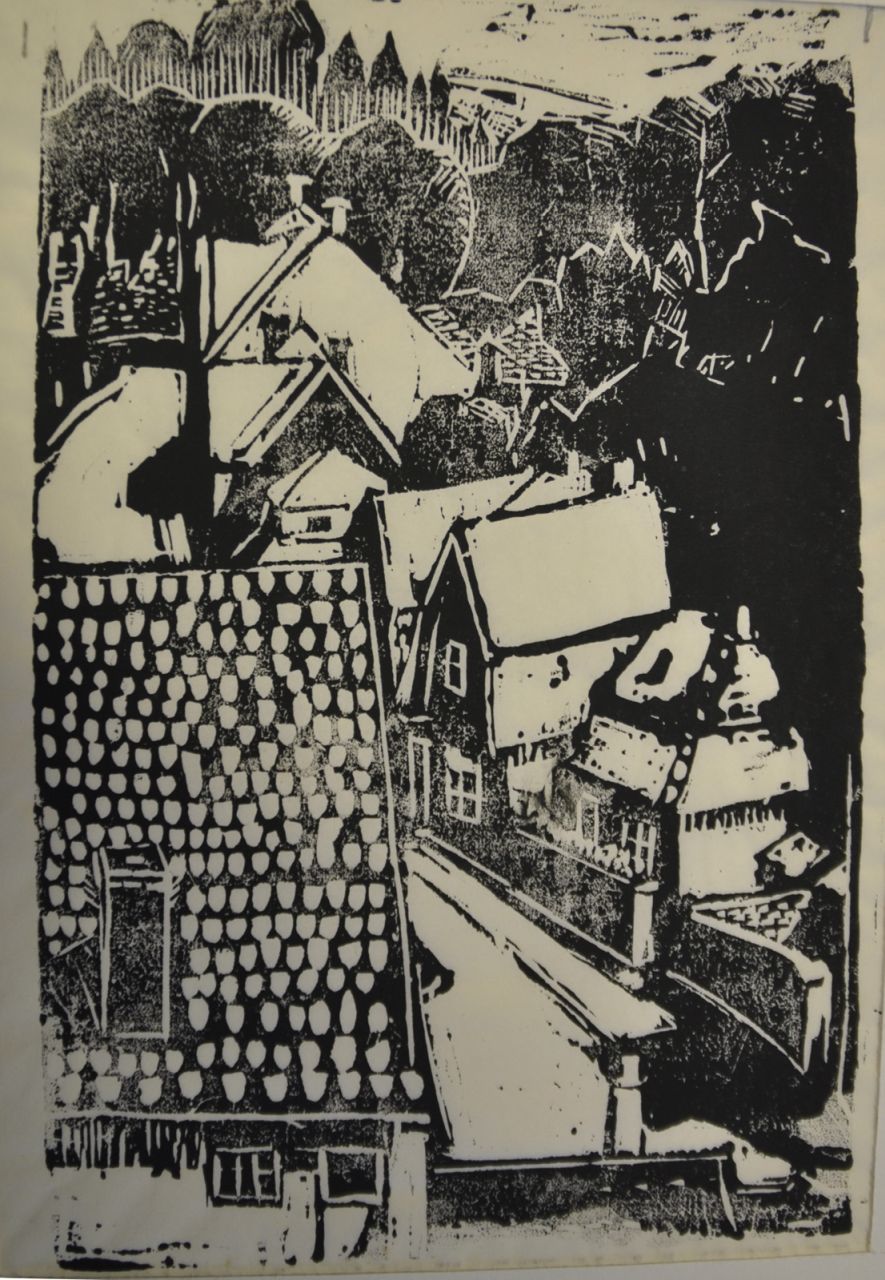 Kruyder H.J.  | 'Herman' Justus Kruyder, Dorfstraße (Blaricum), Holzstich auf japanischem Papier 21,5 x 14,5 cm