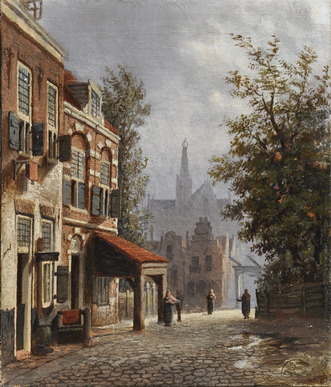 Mittertreiner J.J.  | Johannes Jacobus Mittertreiner, Sonnige Gasse, Öl auf Leinwand 27,0 x 23,0 cm