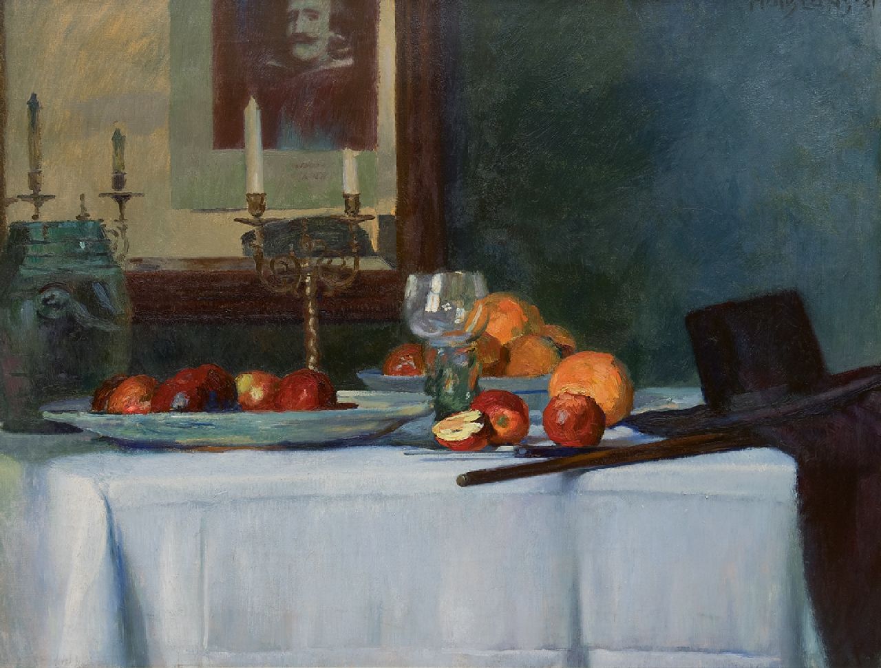 Luns H.M.  | Hubert Marie 'Huib' Luns, Stilleben mit einem Römer, Obst und Kerzenleuchtern, Öl auf Leinwand 79,1 x 97,9 cm, Unterzeichnet o.r. und datiert '31