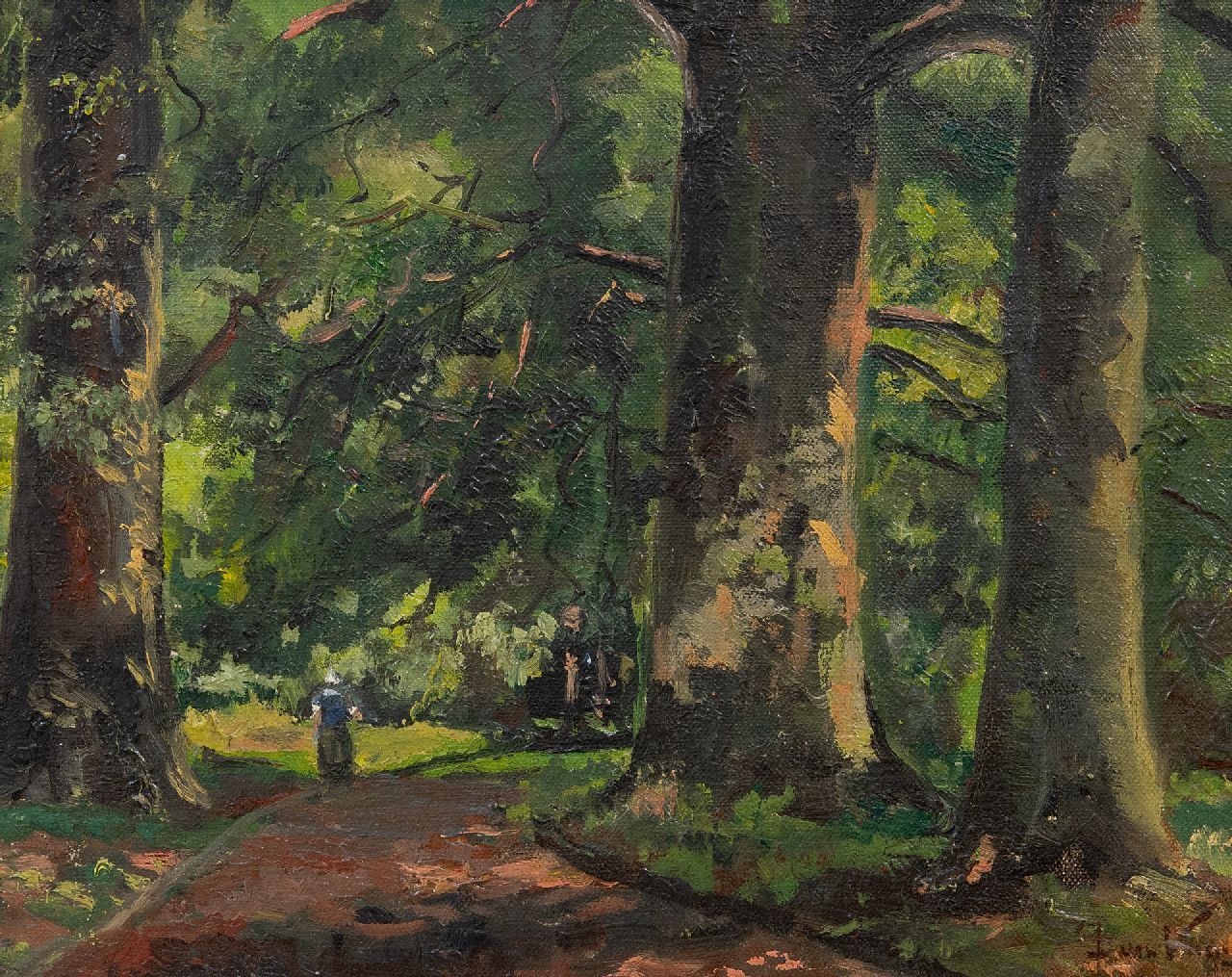 Vuuren J. van | Jan van Vuuren | Gemälde zum Verkauf angeboten | Waldweg, Öl auf Leinwand auf Holz 24,0 x 30,0 cm, gesigneerd rechtsonder